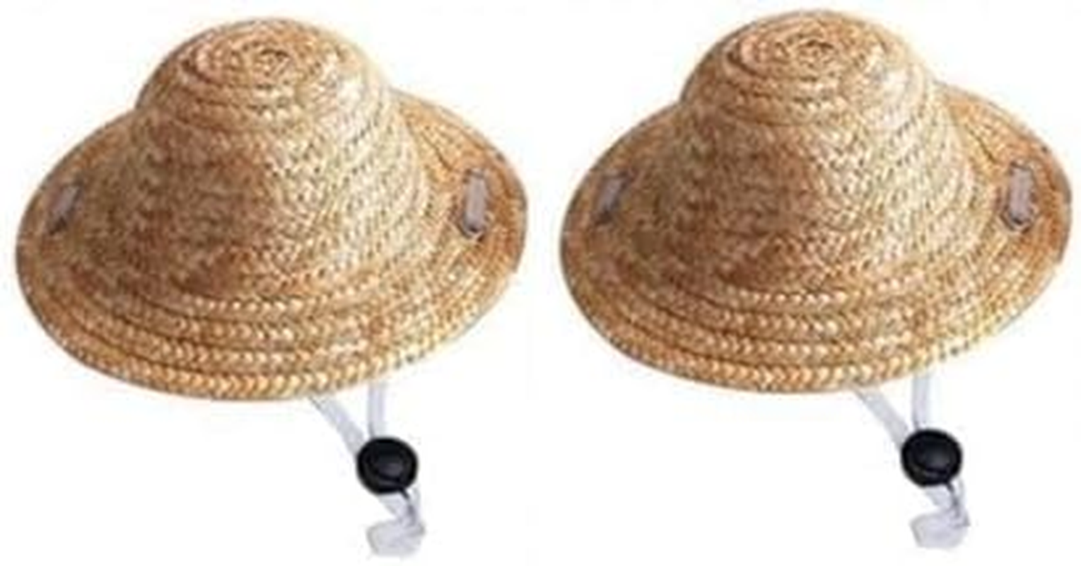 1Pc Light Brown Novelty Summer Adjustable Pet Dog Outdoor Straw Hat Puppy Small Kitty Cat Sunhats Dog Hat, Apparel and Accessories image number 1