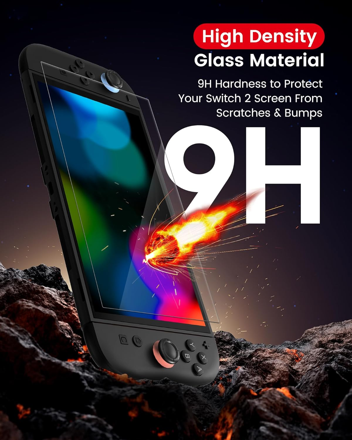 TRANSNOVO 2-Pack Screen Protector Tempered Glass Compatible with Nintendo Switch 2 2025 [9H Hardness], Bubble-Free, Anti-Scratch, HD Clear with Alignment Frame Travel Case Friendly Cover Accessories image number 6