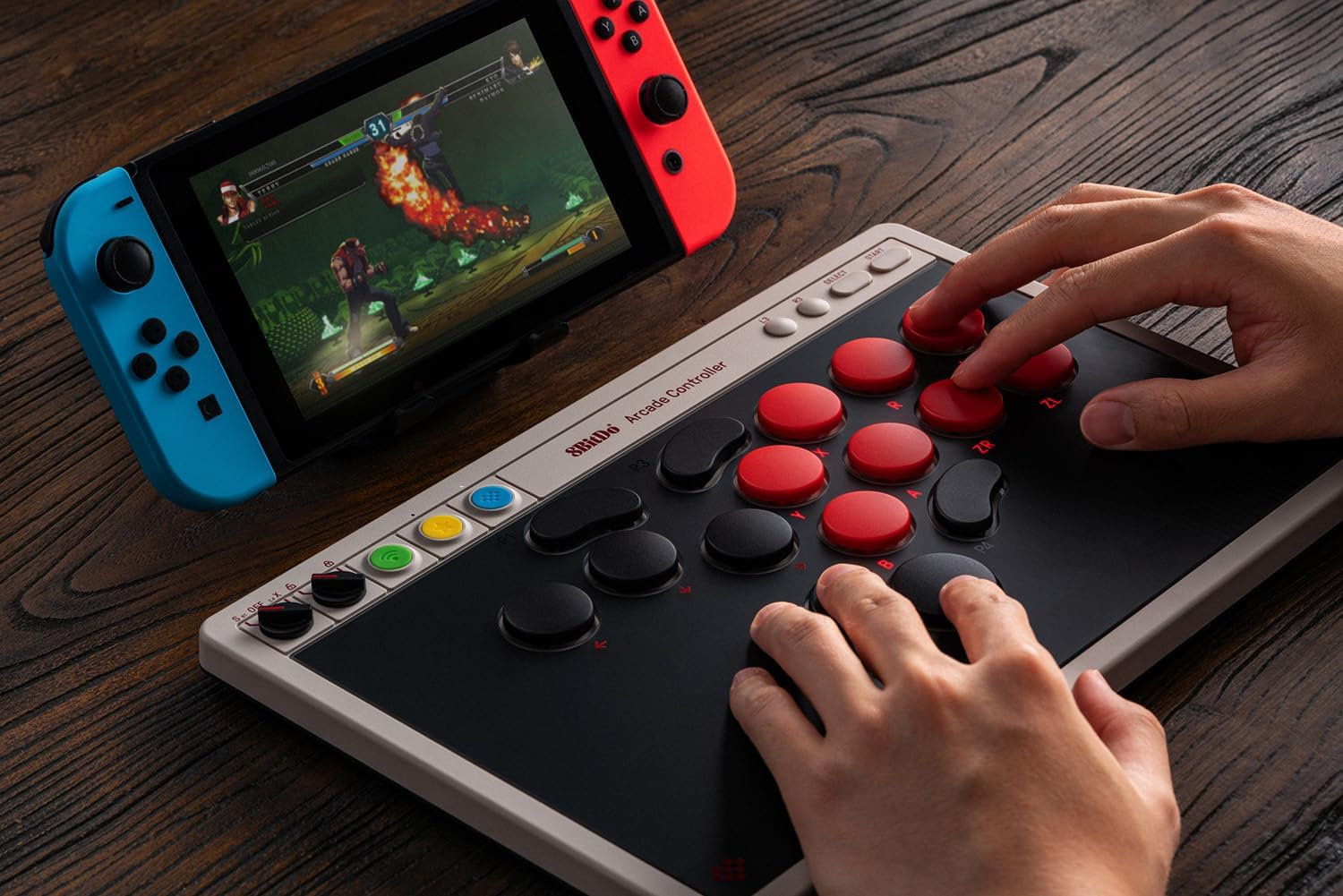 8Bitdo All-Button Arcade Controller for Switch/Switch 2 & Windows &ndash; Bluetooth, 2.4G, Wired Connectivity, Low-Profile Mechanical Switches, 4 Programmable Buttons, Hot-Swappable PCB image number 3