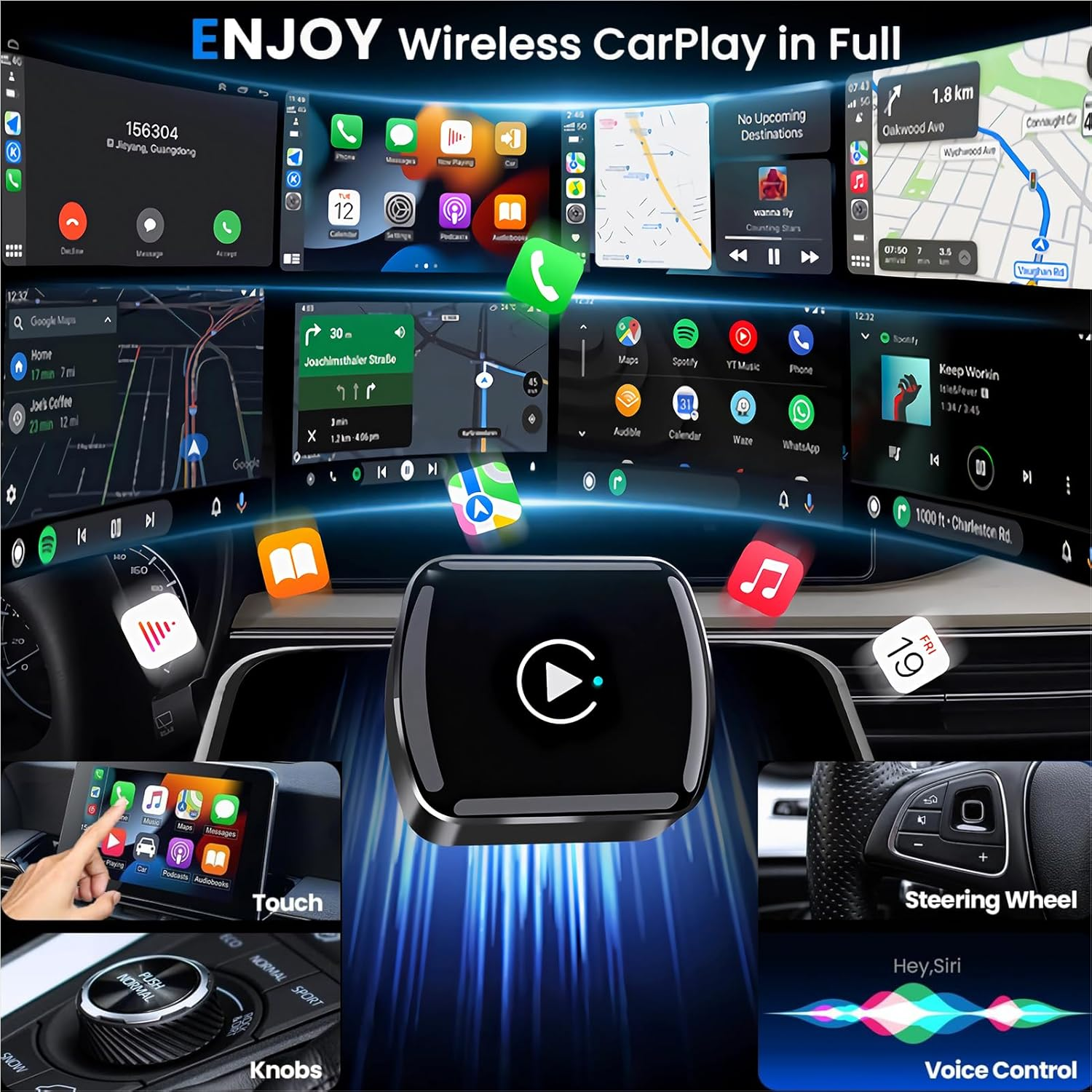 Wireless Carplay Adapter, 2025 Upgrade Mini USB Design, Carplay Wireless Adapter & Android Auto Wireless Adapter, Compatible with Iphone 12+ (Ios 10+), Dual-Band, Fast Stable Connection image number 2