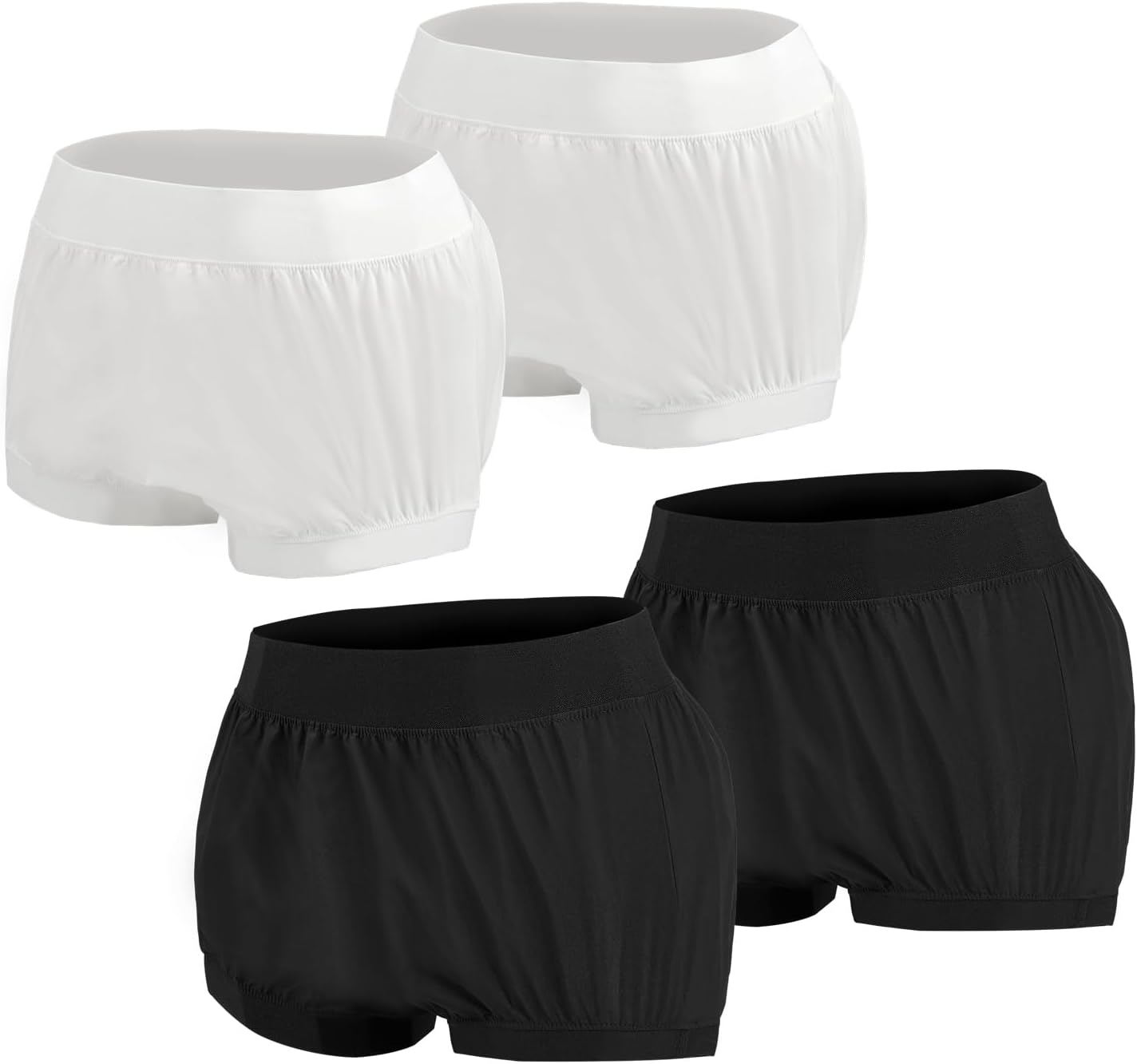 AQX Adult Plastic Pants, Reusable Waterproof Underwear for Incontinence, Leakproof High Waist Cloth Diaper Covers 2Pcs (Blackwhite-2Pcs, S)