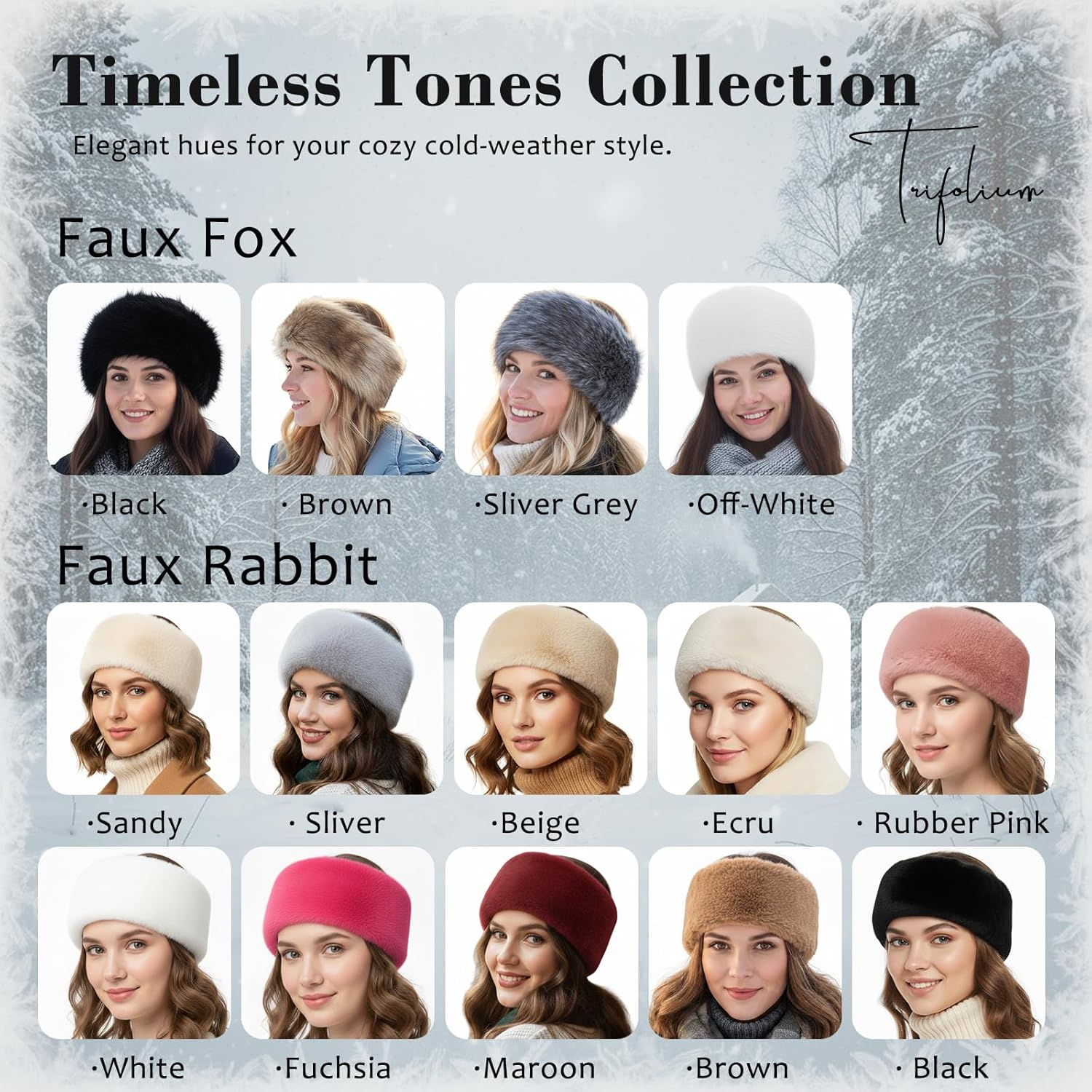 Trifolium Winter Faux Fur Headband for Women Fancy Ear Warmer with Stretch Fluffy Elastic Headband (One Size Maroon Rabbit Hdb6387-Rab-Wrd) image number 6