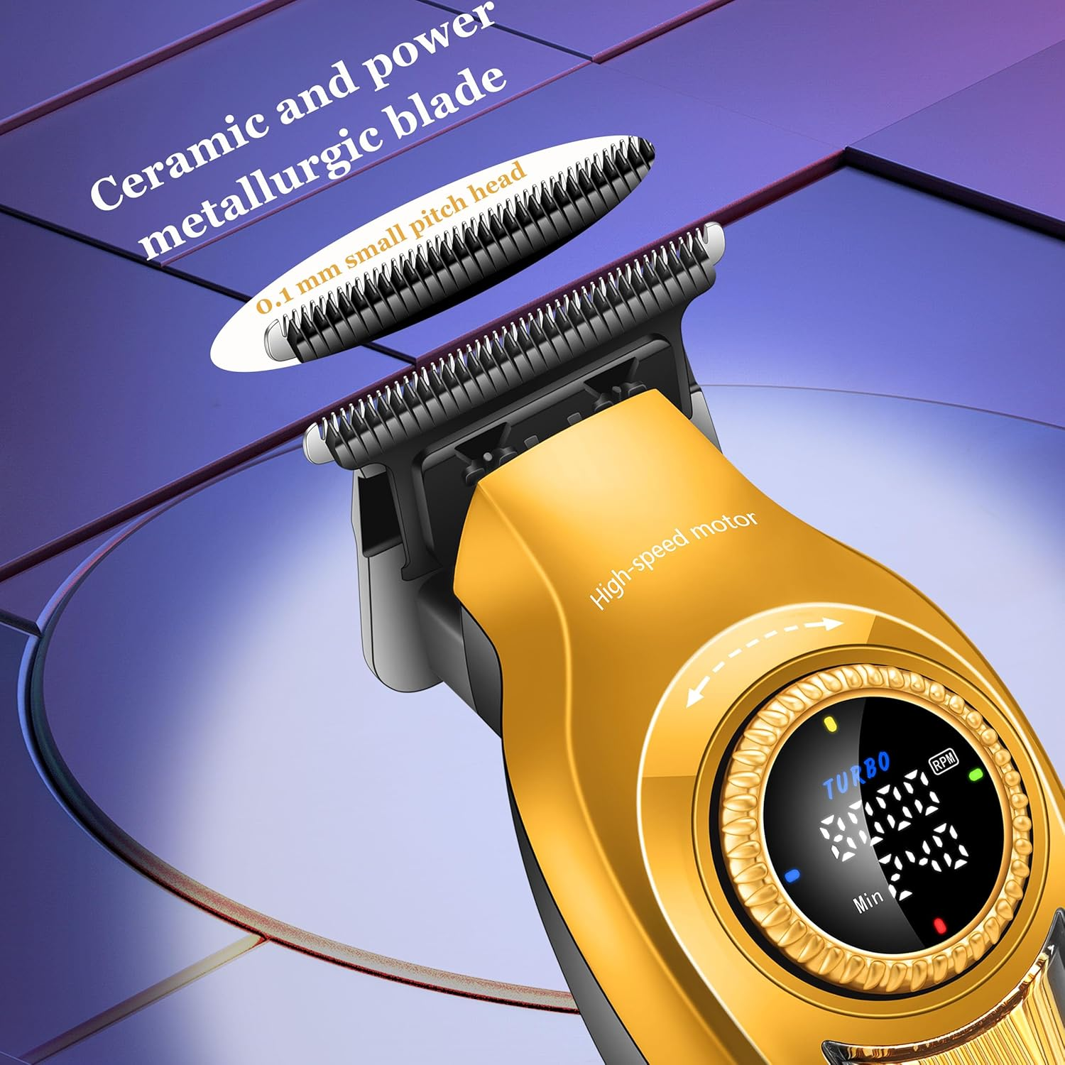 KEMEI 1677 Beard Trimmer for Men, Professional Hair Clippers, Cordless Barber Clipper with LED Display, DLC T-Blade Hair Trimmer, 8000 RPM Turbo Brushless Motor image number 1