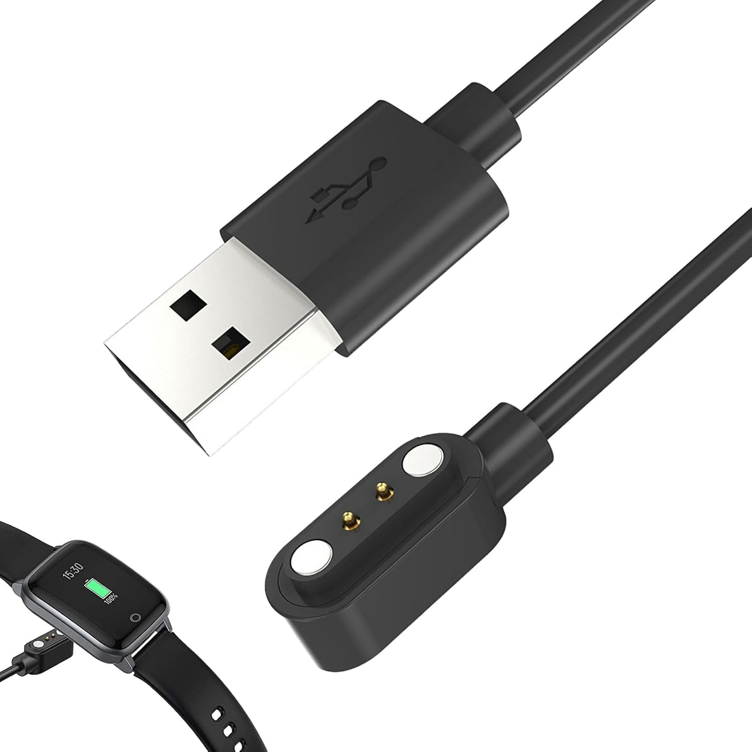 Smart Watch Charger, Magnetic Charging Cable, Magnetic Charger, 1M USB Smart Watch Cable, Charger for Smartwatch, Compatible with Haylou Solar Lite, Watch 2 Pro, Gst Lite Ls13 image number 4