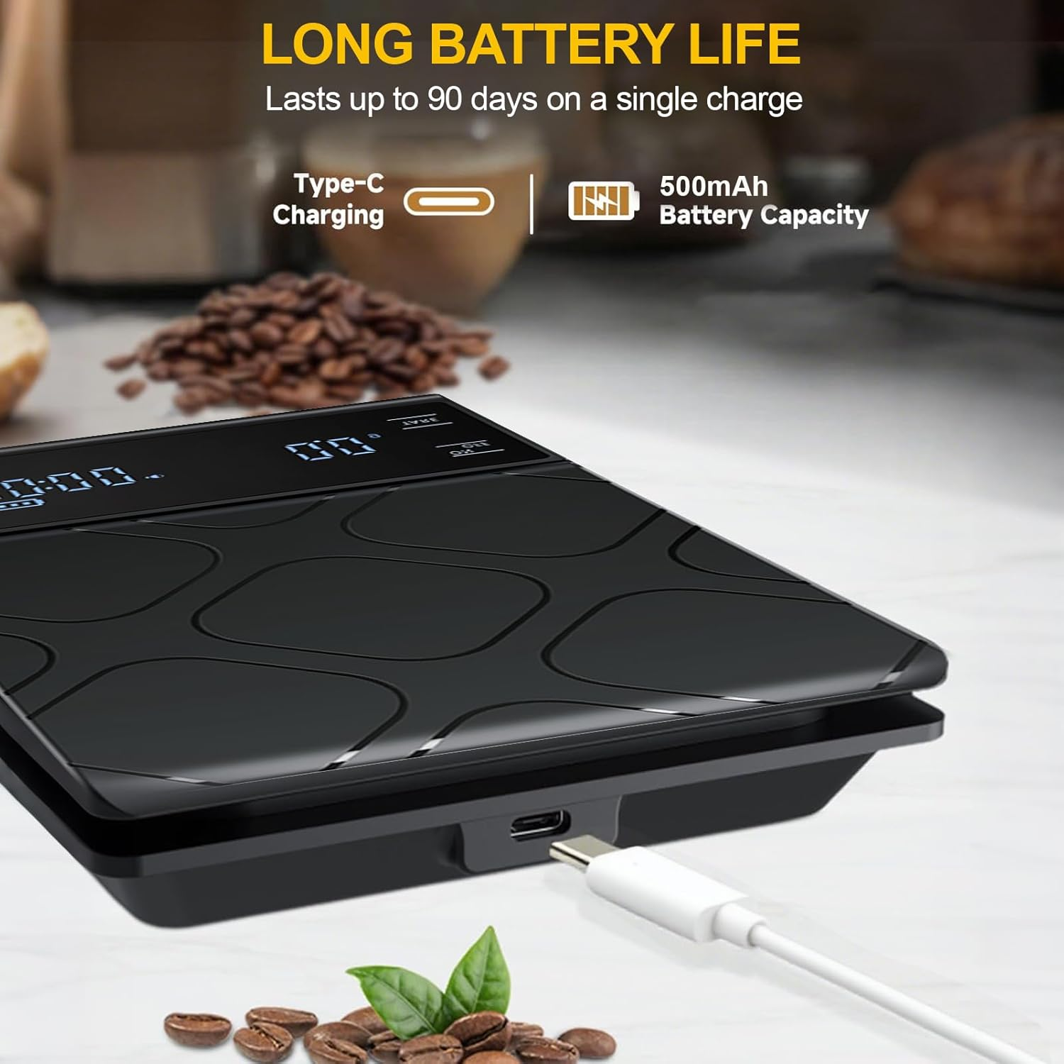 Coffee Scale with Timer, 3Kg/0.1G High Precision Espresso Scale, Pour over Coffee Scale, with 3 Units, LED Display, Silicone Cover, Drip Espresso Scale for Baking