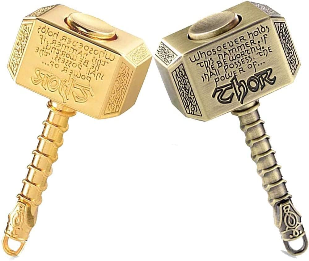 Thor Hammer Fidget Spinners Metal, Cool Fidgit Finger Hand Spinner Desk Toy, Infinity Fidget Cube Block Toy Focus Fingertip Gyro Birthday Gifts Prize for Kids Adults (2 Pack) image number 1