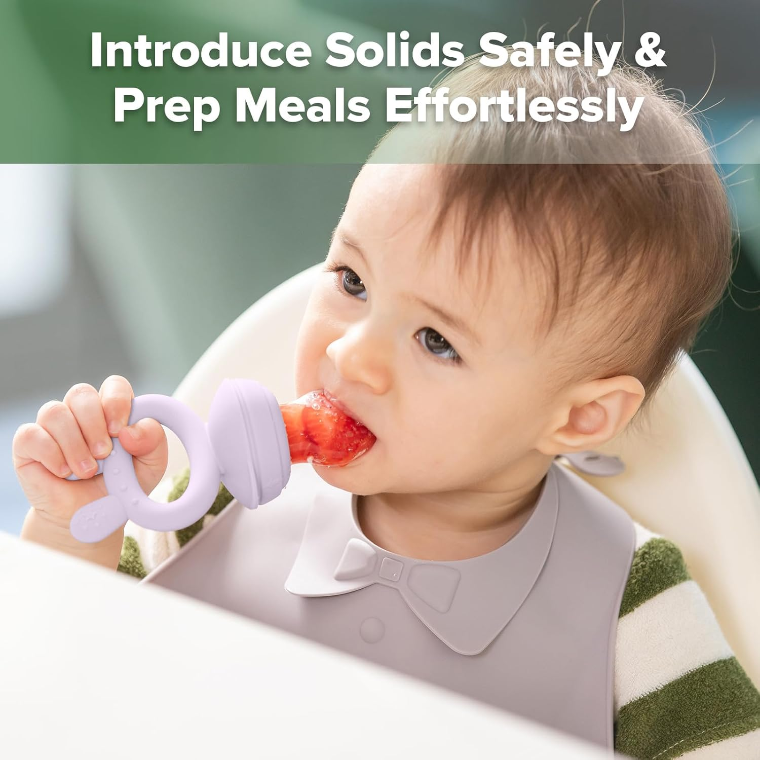 Haakaa Baby Fruit Food Feeder & Mini Freezer Nibble Tray Combo, Breastmilk Popsicle Molds for Baby Cooling Relief, BPA Free Silicone Feeder for Safe Infant Self Feeding, 4 Month+(Lavender) image number 4