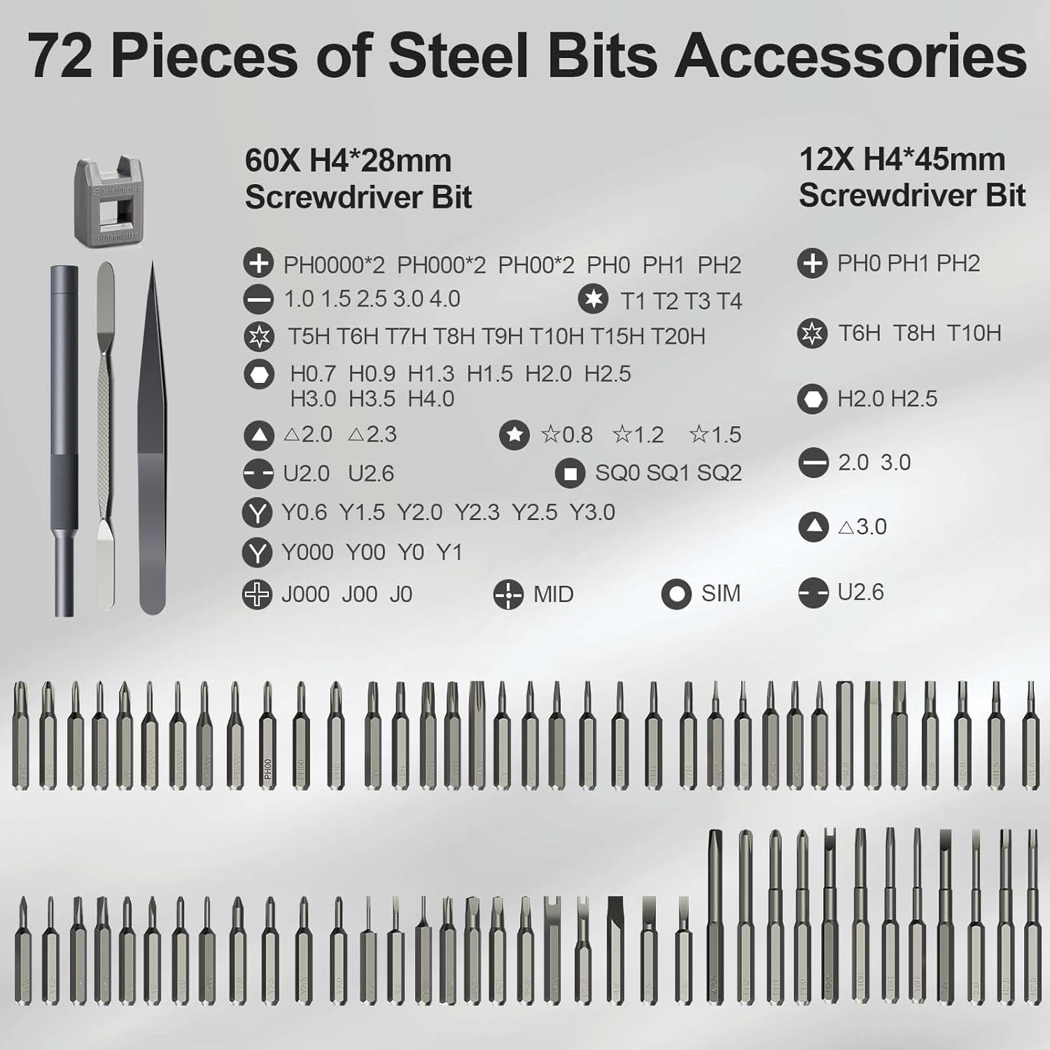 MQFORU Mini Electric Screwdriver Set, 78 in 1 Precision Electric Screwdriver with 72 Magnetic Bits, 5 Torque Settings, 4 LED Lights, for Precision Work Phone Watch Camera image number 2