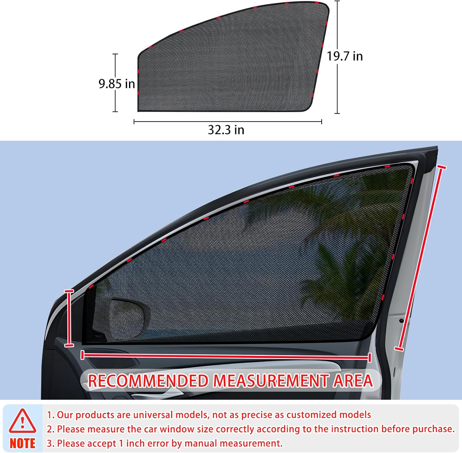 ZATOOTO Car Sun Shades for Driver Side Window, Front Window Sun Shade for Car Mesh Shade Protection from Heat and UV for Sleeping Camping - Back 2Pack image number 5