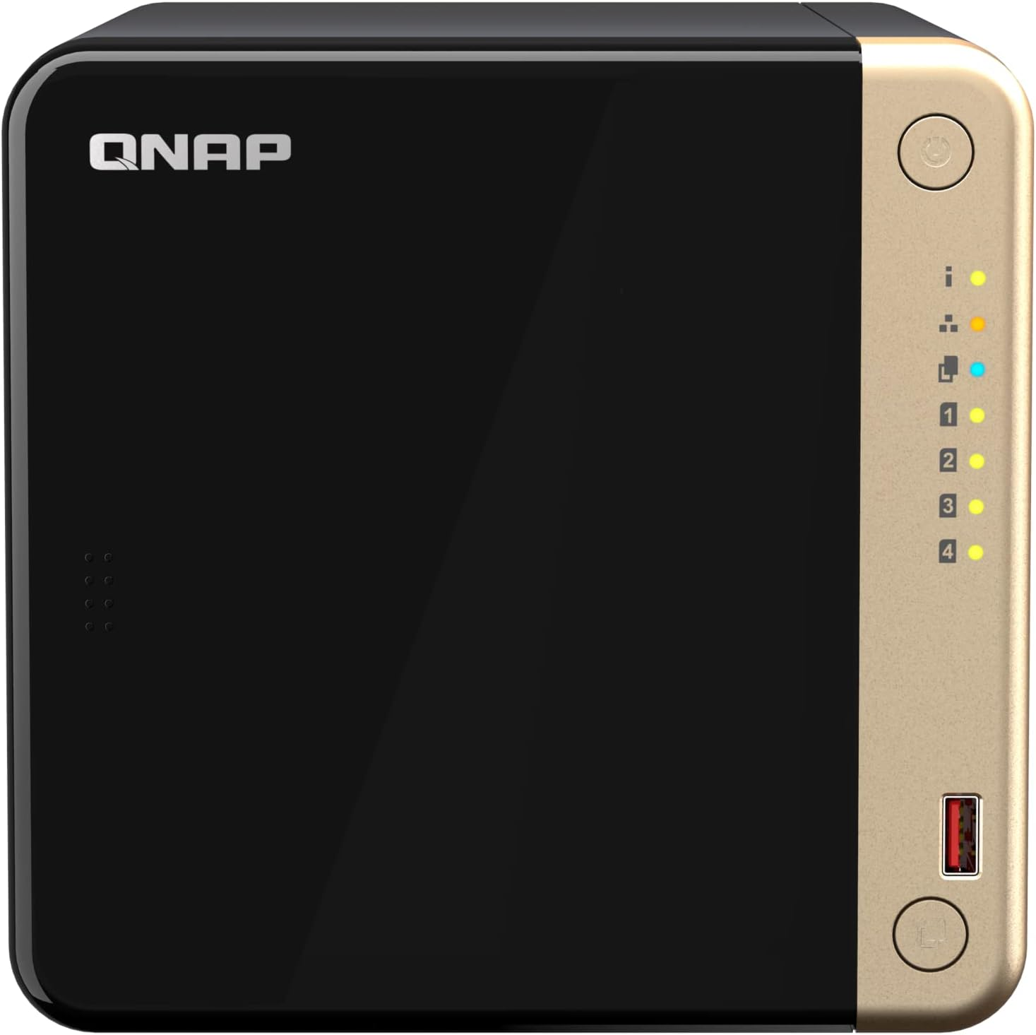 Qnap TS-464-8G 4 Bay Intel Celeron N5095 Quad Core Multimedia NAS with M.2 Pcie Slots and Pcie Expandability, Black image number 1