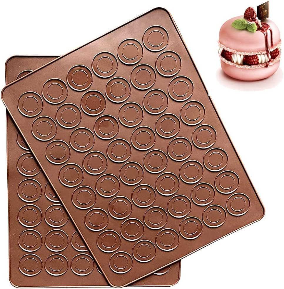 2 PCS 48 Capacity Macaron Silicone Baking Mat Baking Sheet Muffin DIY Chocolate Cookie Mould (2Pcs 48Capavity)