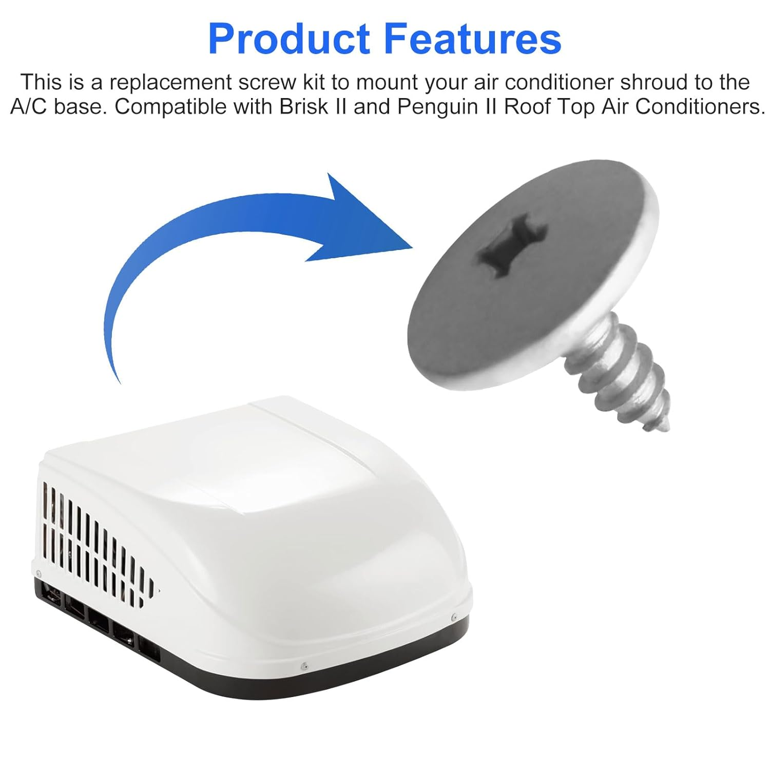 3310724.0040000002 Air Conditioner Shroud Screw （10 Pcs） Fits for Dometic Brisk II and Penguin II Roof Top Air Conditioners image number 3