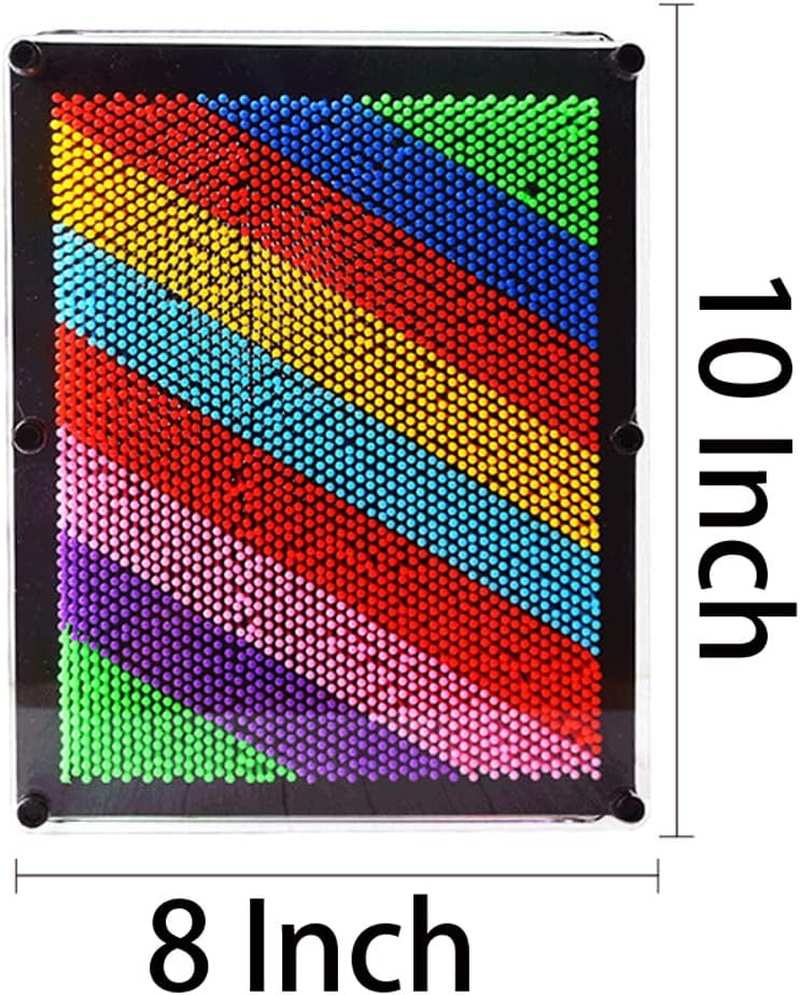 3D Pin Art Intellectual Fun Toy Rainbow Plastic Pin Art Palm Board Push Pin Toy (Rainbow-10X8Inches)