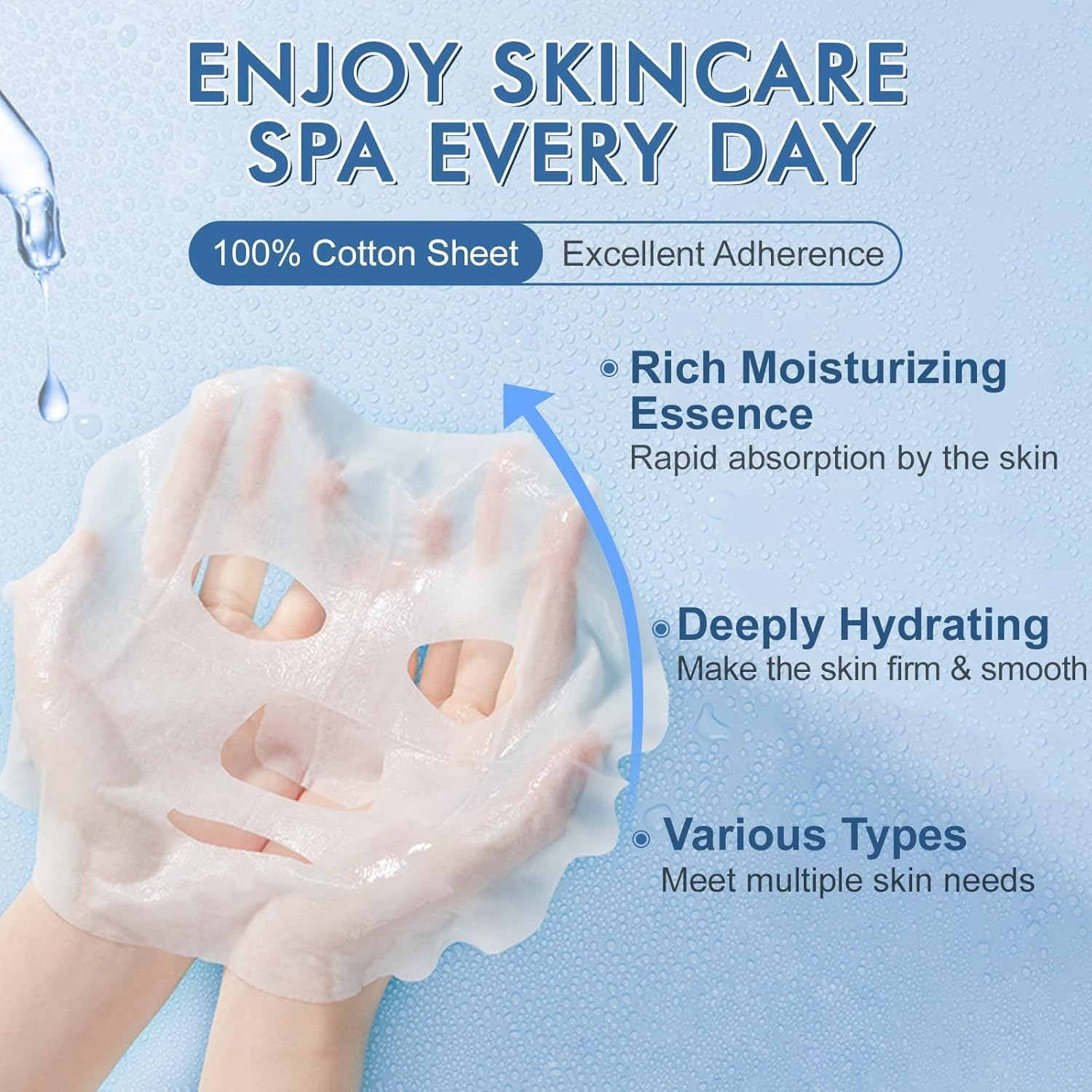 10-Pack Sheet Face Masks Skincare for All Skin Types, Hydrating & Nourishing Suitable for Sensitive Skin, Bulk Facial Mask Set for Women, Face Mask Gifts Set for Face Spa. image number 3