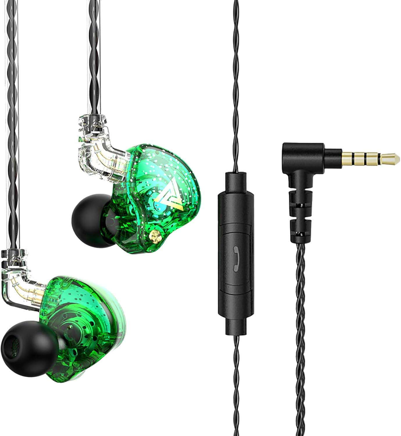 Wired Earbuds In-Ear Headphones, Earphones with Microphone,3.5Mm Jack Ear Buds QKZ ZXT Transparent Black for Computer, Laptop, Gaming, Sports, Music, Calling