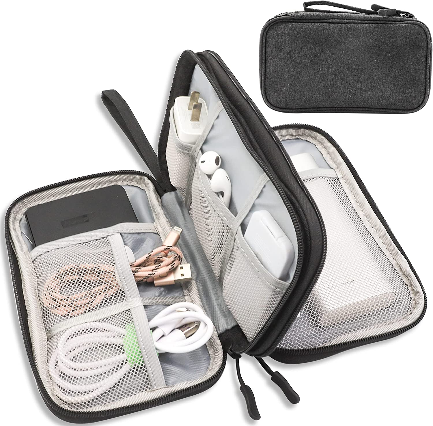 Teskyer Cable Organizer Bag, Portable Travel Cord Organizer Case, All in One Waterproof Electronics Accessories Storage Bag for Cables, Chargers, Earphones, Hard Drives, Power Bank, 8.5 X 5 Inch