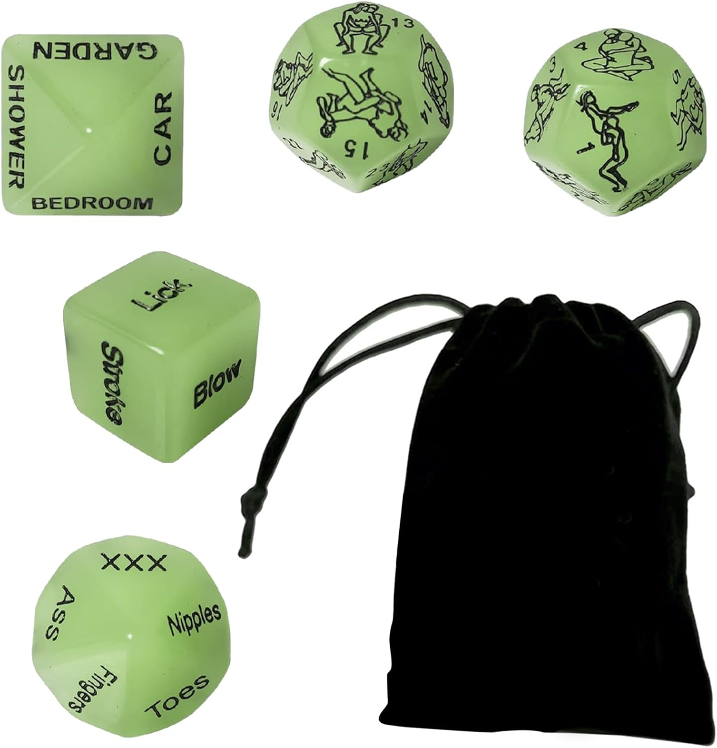 Sex Dice Games 6Pcs, Dices with Sex Positions, Sex Naughty Dice for Couples, Fun Game in the Bedroom, Adult Date Night Game for Couples, Valentine'S Day Gift (6 Dice) by Murmrr (Mix Pure Green) image number 4