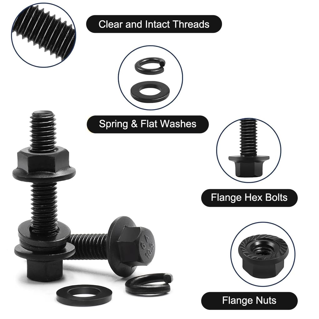 240Pieces Screw Assortment Kit, 10.9 Grade Alloy Steel, Button Head Socket Cap Metric Screws Bolts, Flat Washers/Nuts/Hex Wrenches M6/M4/M5/M6/M8/M10,Black image number 1