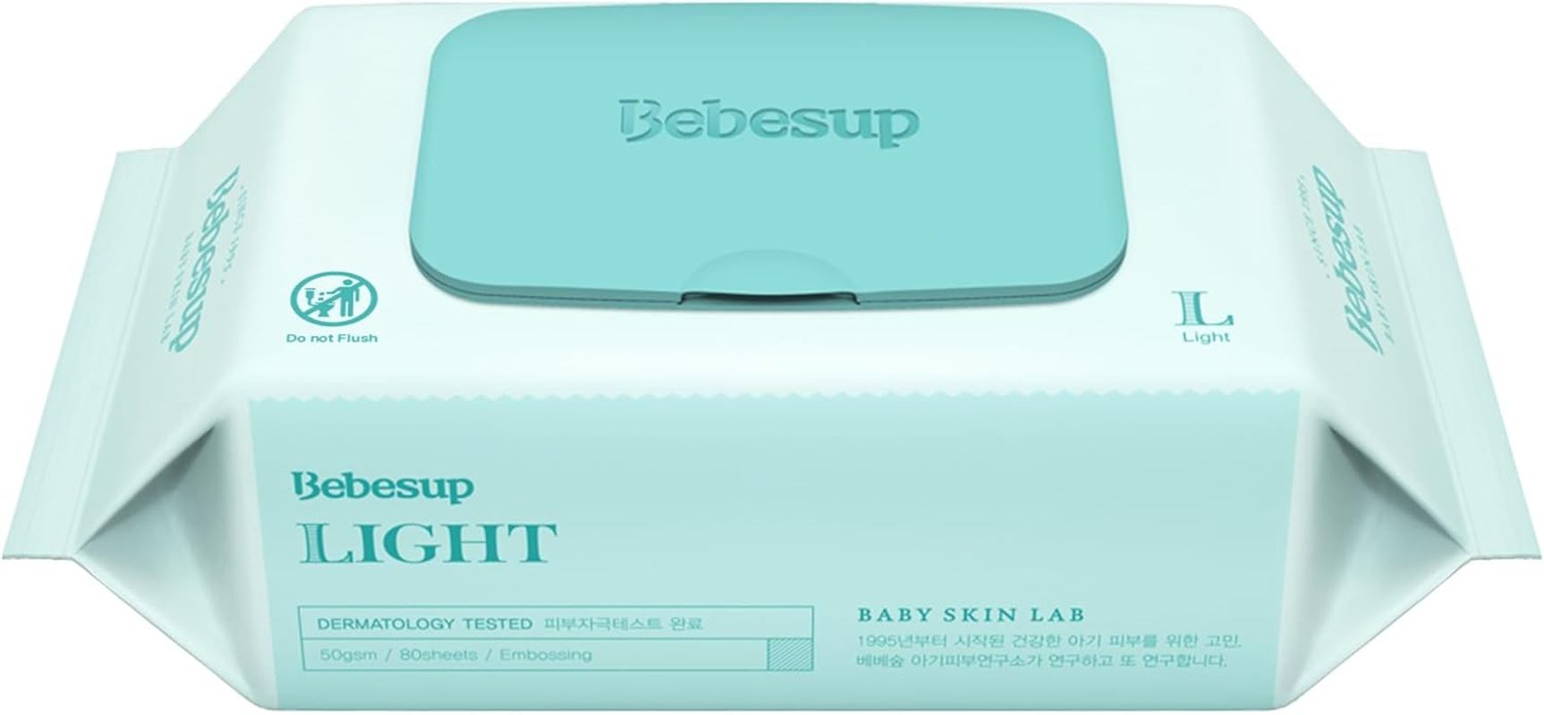 BEBESUP- Korea&rsquo;S #1 Signature Eco Baby Wipes- 100% Plant-Based 99% Drinkable Water-Based Unscented Ultra-Thick Organic Baby Wipes Hypoallergenic for Sensitive Skin Flip-Top (1 Pack)