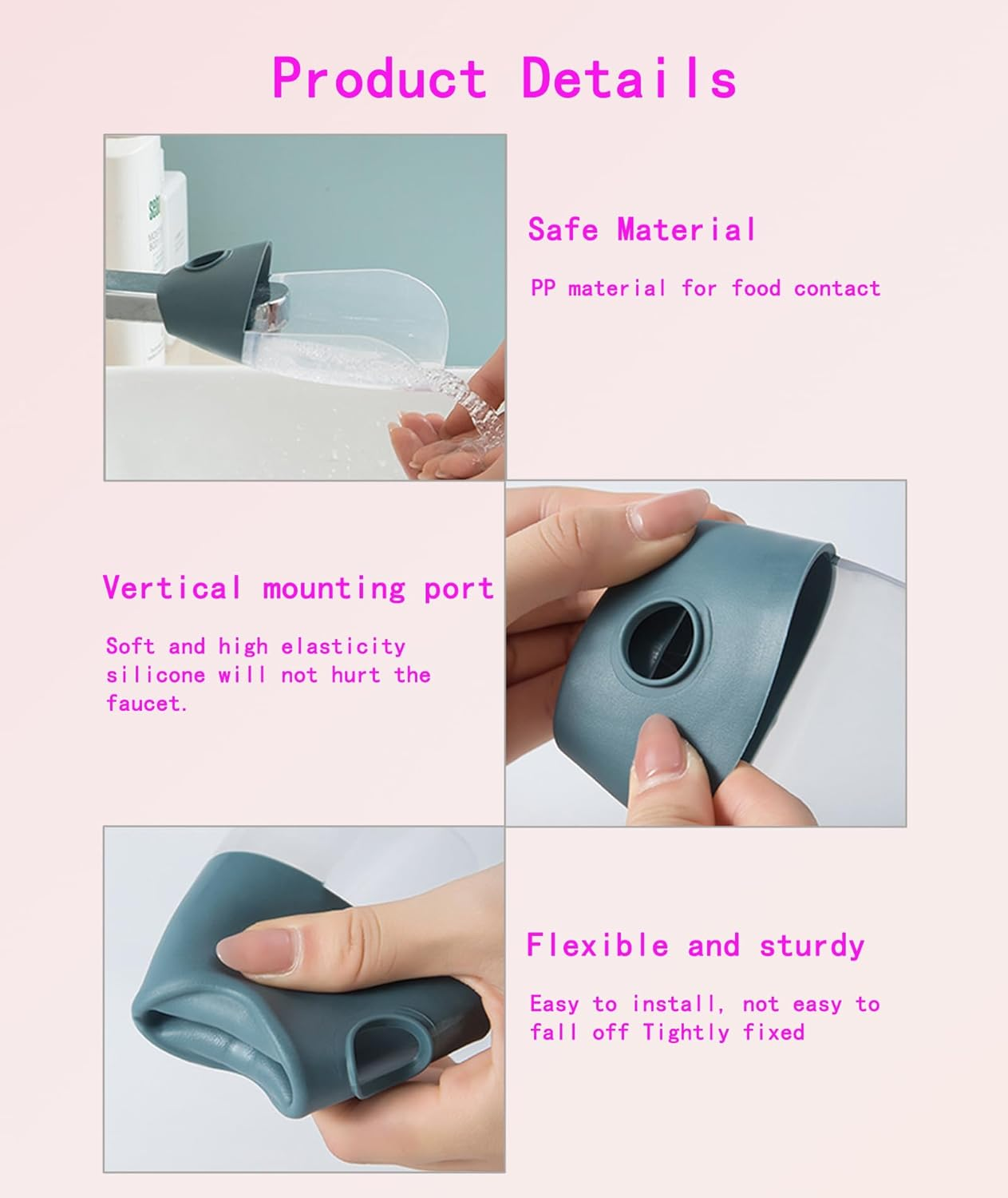 3 Pack Faucet Extender for Toddlers - Kids Sink Spout Extenders (Blue/White/Navy Blue) image number 2