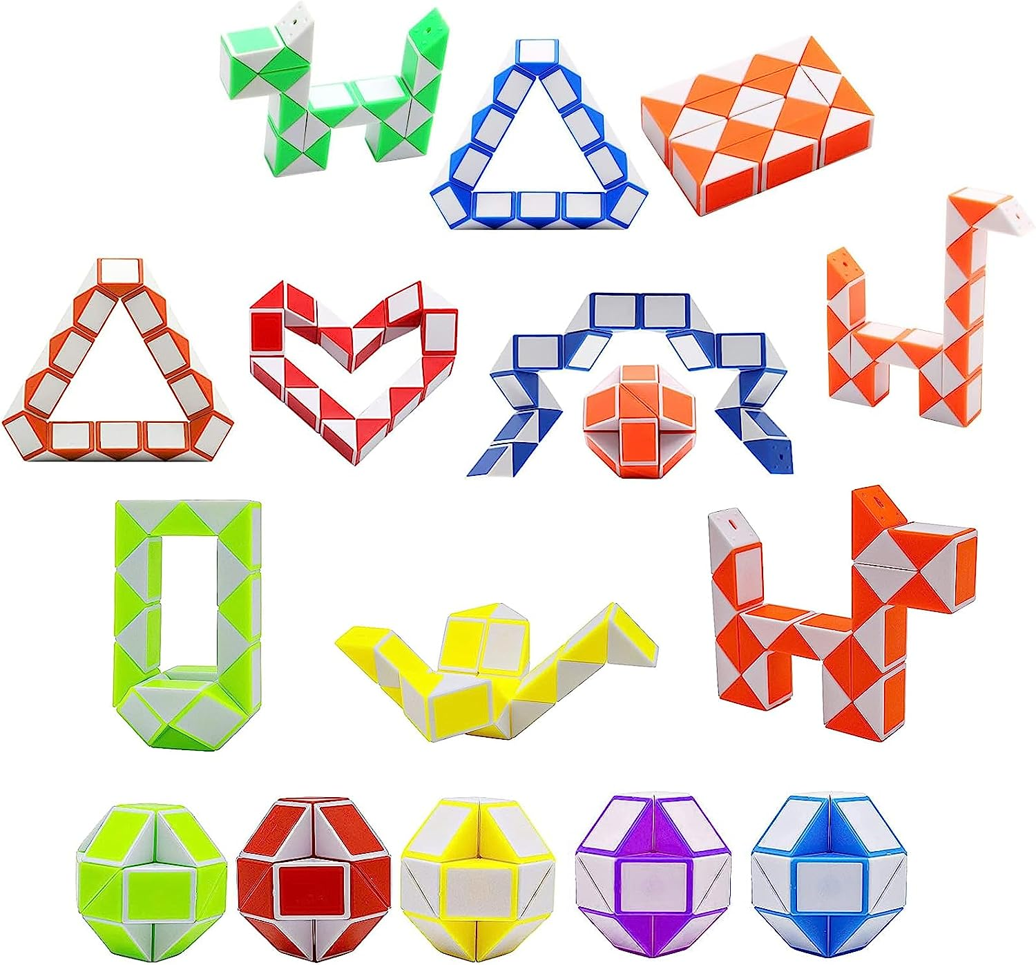 30 Pack 24 Blocks Magic Snake Cube, Mini Snake Speed Cubes for Kids Party Bag Filler, Random Colors, Party Supplies image number 4