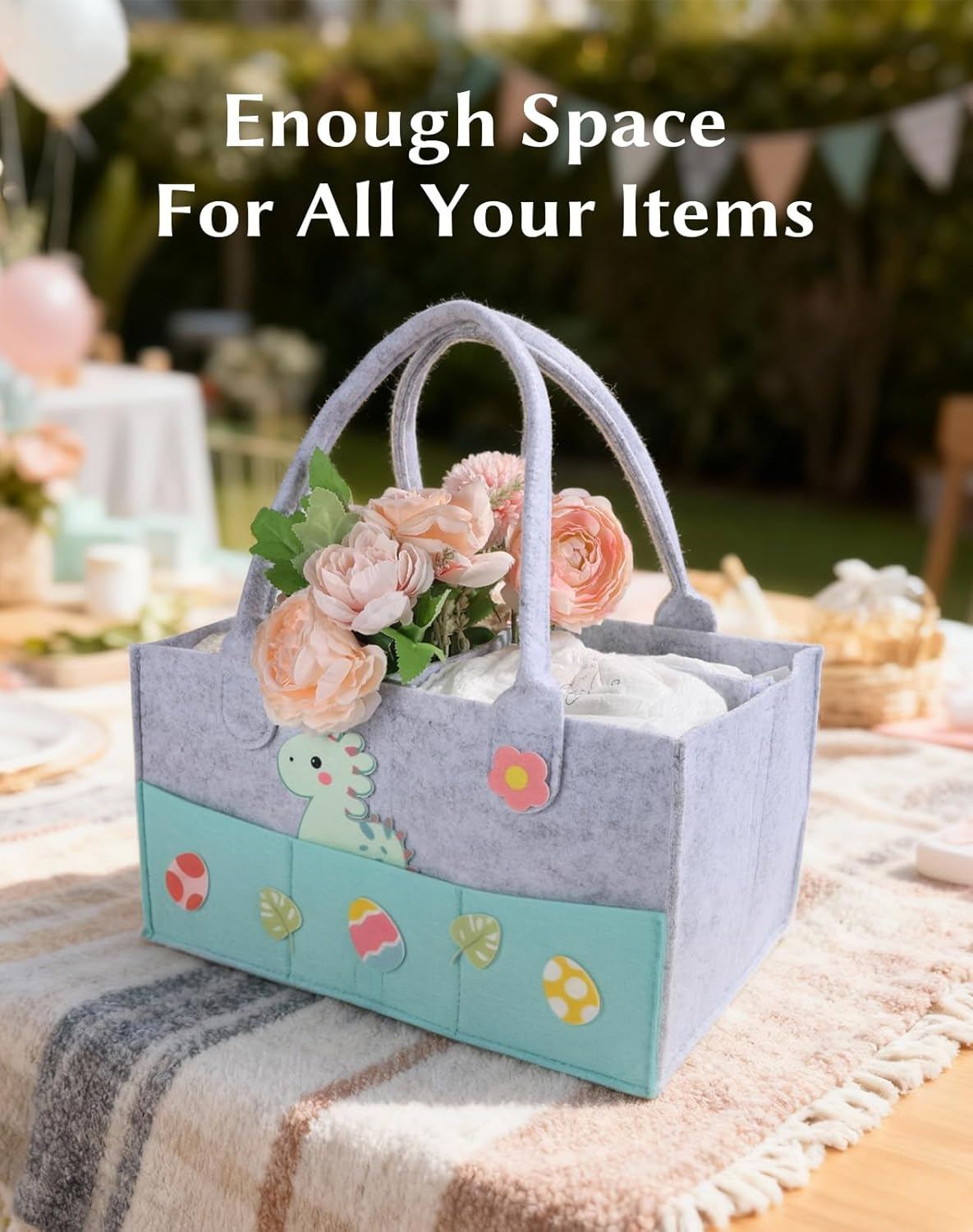 Coralogo Baby Shower Gift Basket - Baby Gift Set with Practical Diaper Caddy, Gifts for New Mom, Gender Reveal Gifts, New Born Essential Include Security Blanket Hat Bib Socks Mittens, Boy image number 6