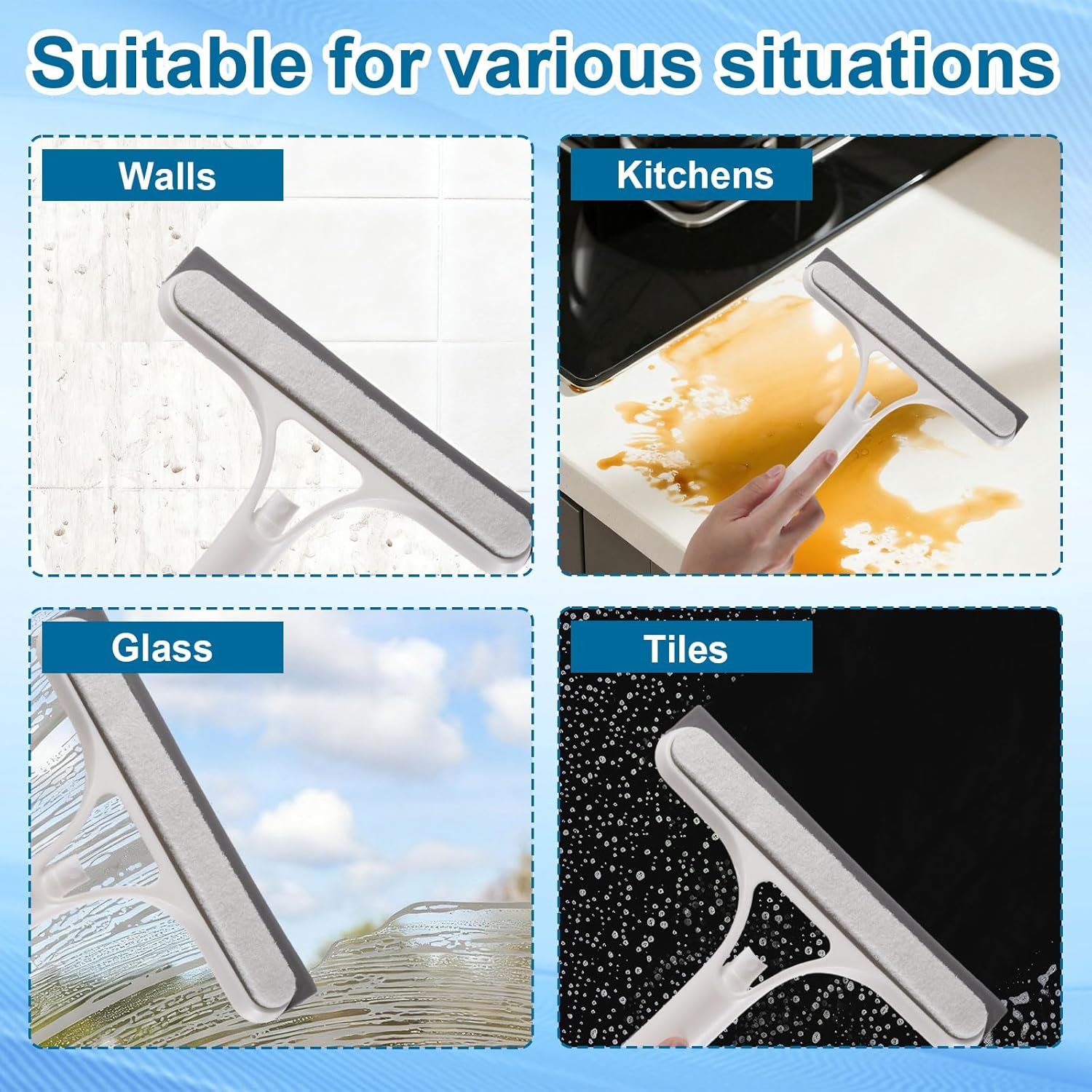 3 in 1 Window Cleaning Scraper with Spray Bottle, Multifunctional Glass Scraper Mirror Squeegee Window Cleaning Tool for Home Kitchen Car Windshield (White) image number 6