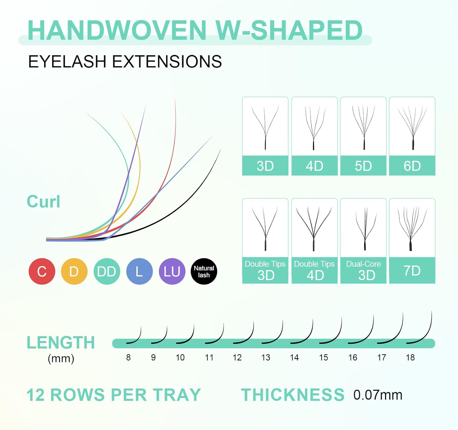 NAGARAKU W Eyelash Extension 3D Volume Premade 0.07Mm C Curl 11 Mm Faux Mink Matte Black Color Cluster Easy Fanning Yy Eye Lashes image number 6