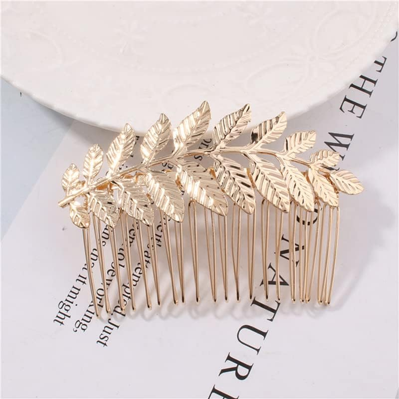Leaf Hair Comb Wedding Bridal Hair Pieces for Women Bride Hairpieces for Wedding Hair Accessories for Bridesmaid Head Pieces Pins for Long Thick Hair (Gold) image number 1