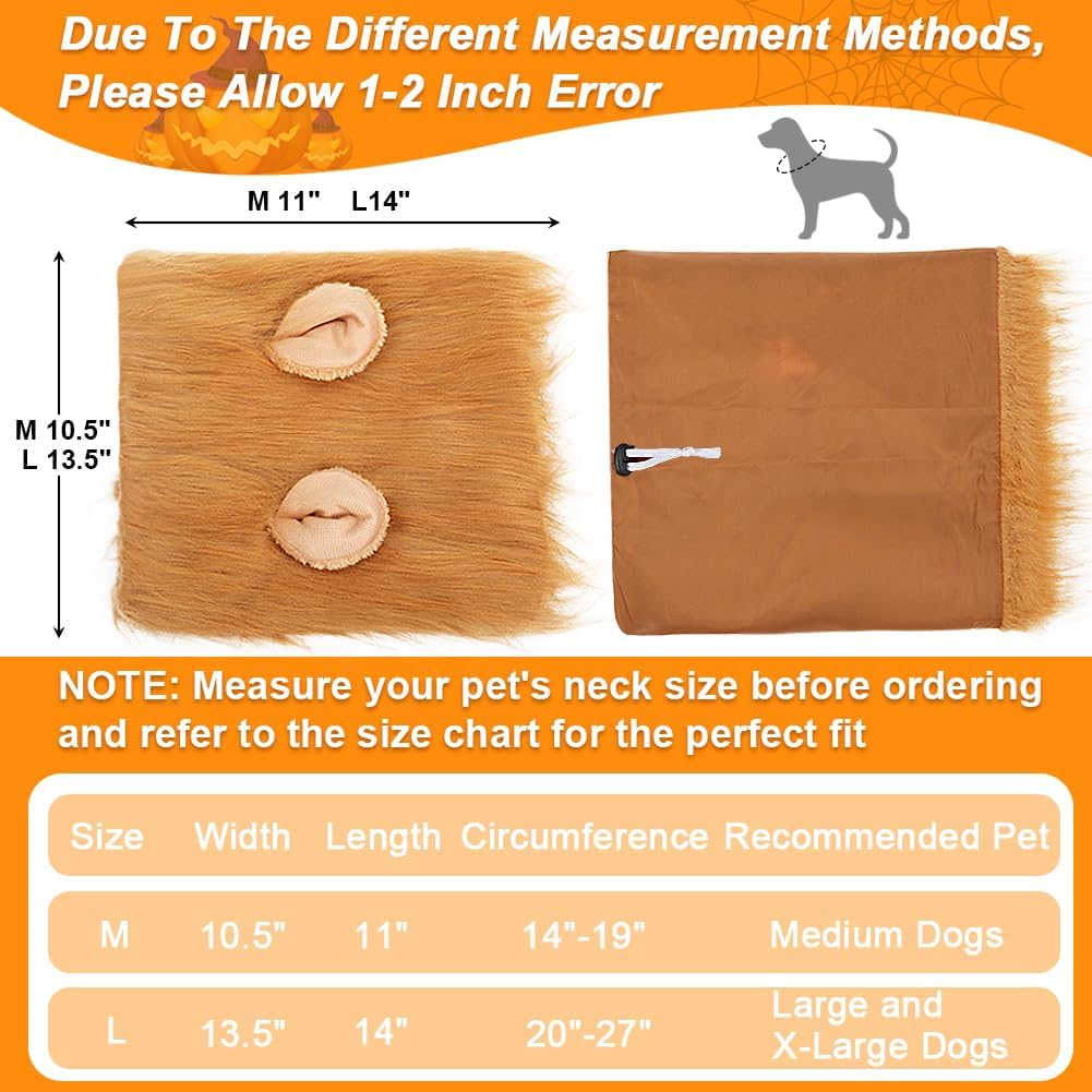 Lion Mane, Adjustable Pet Costume with Ears for Dog image number 4