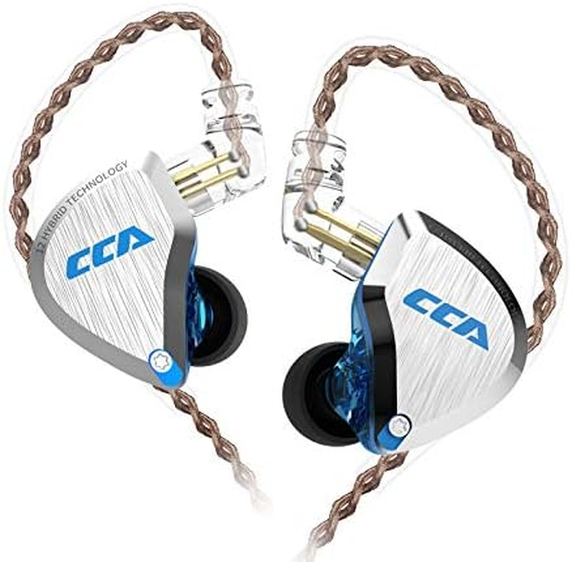 CCA C12 in Ear Monitor, 5BA+1DD Balanced Armature Drives Hifi Bass in Ear Earphone Headset Noise Cancelling Earbuds Zinc Alloy Headphones with Detachable Cable Universal-Fit 0.75Mm 2PIN (No Mic, Blue)