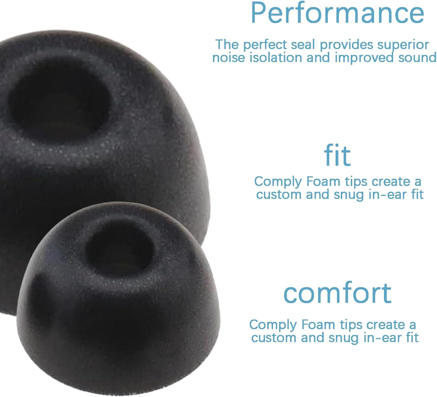3-Pairs Replacement Memory Foam Ear Tips for Galaxy Buds2 Pro - Enhanced Comfort & Noise Isolation, Premium Replacement Foam Ear Tips (S/M/L, Black) image number 5