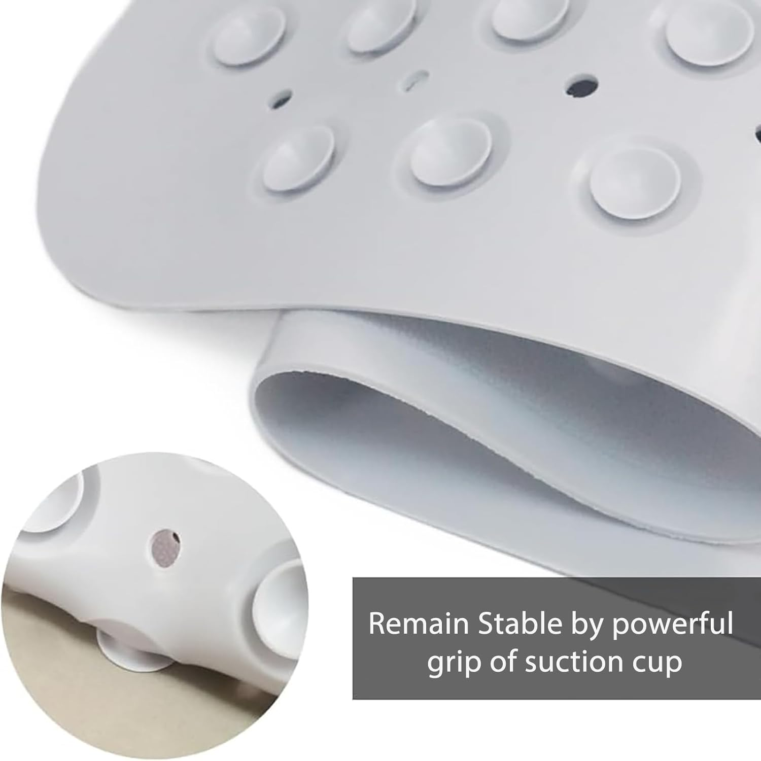 Square Non Slip Bath Mat, 48 X 48Cm, Shower Mat Non Slip anti Mould with Suction Cup, Rubber Bathroom Mat with Drain Holes, Machine Washable Bath Rugs for Shower Cubicle and Bathtub(White) image number 6