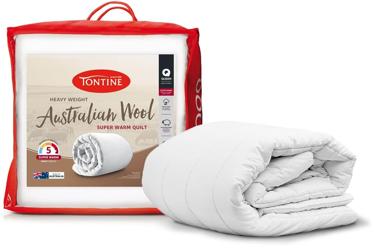 Tontine Australian Wool Quilt Doona Double Size - Super Warm, Heavy Weight Rating, Natural Cotton Cover, anti Dust Mites, Moisture and Odour Control, Dry Clean, Australian Made image number 2
