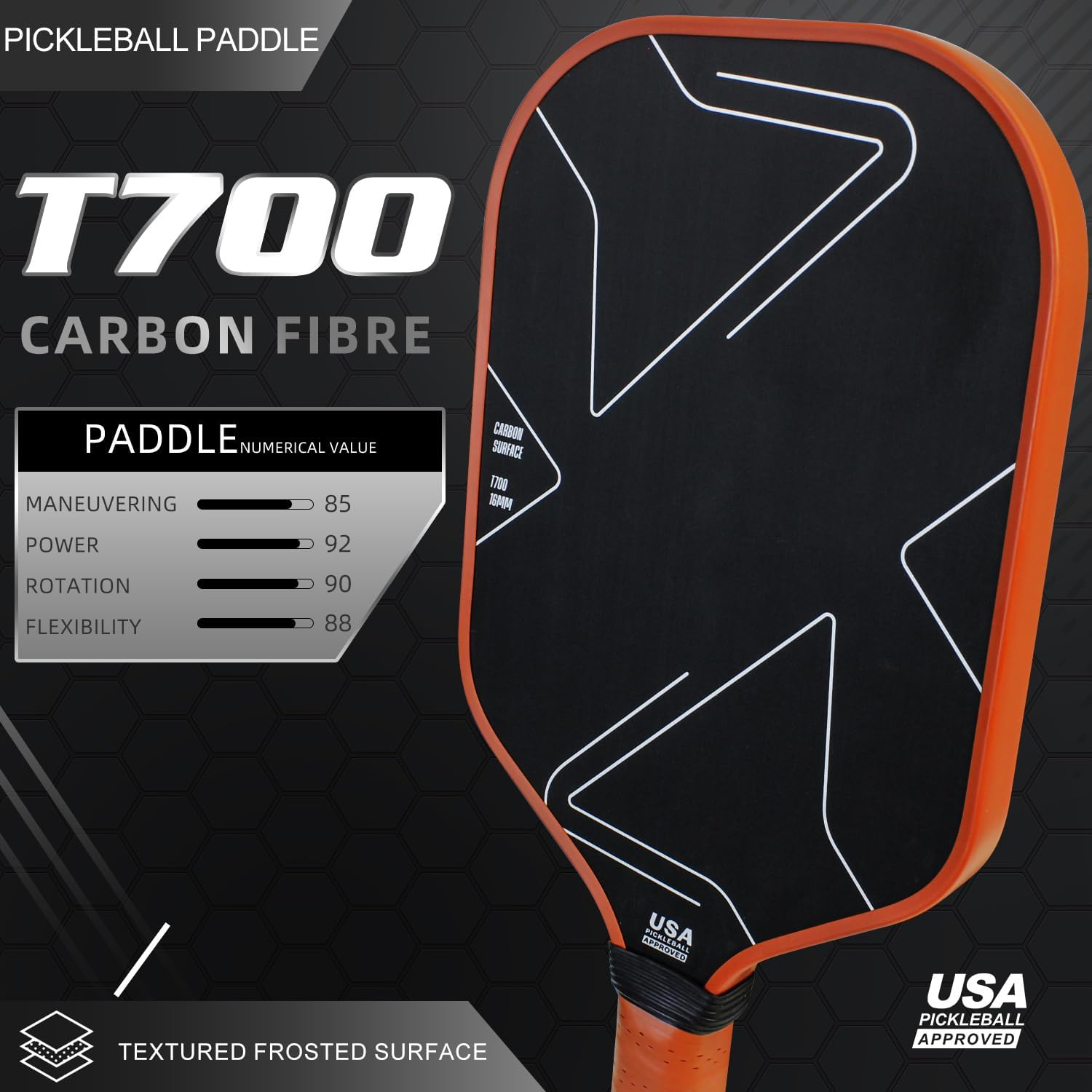 KOFULL Pickleball Paddle USAPA Approved Pickle Ball Paddle Carbon Fiber Pickleball Set with Paddle Cover, Lightweight Graphite Pickleball Paddles image number 5