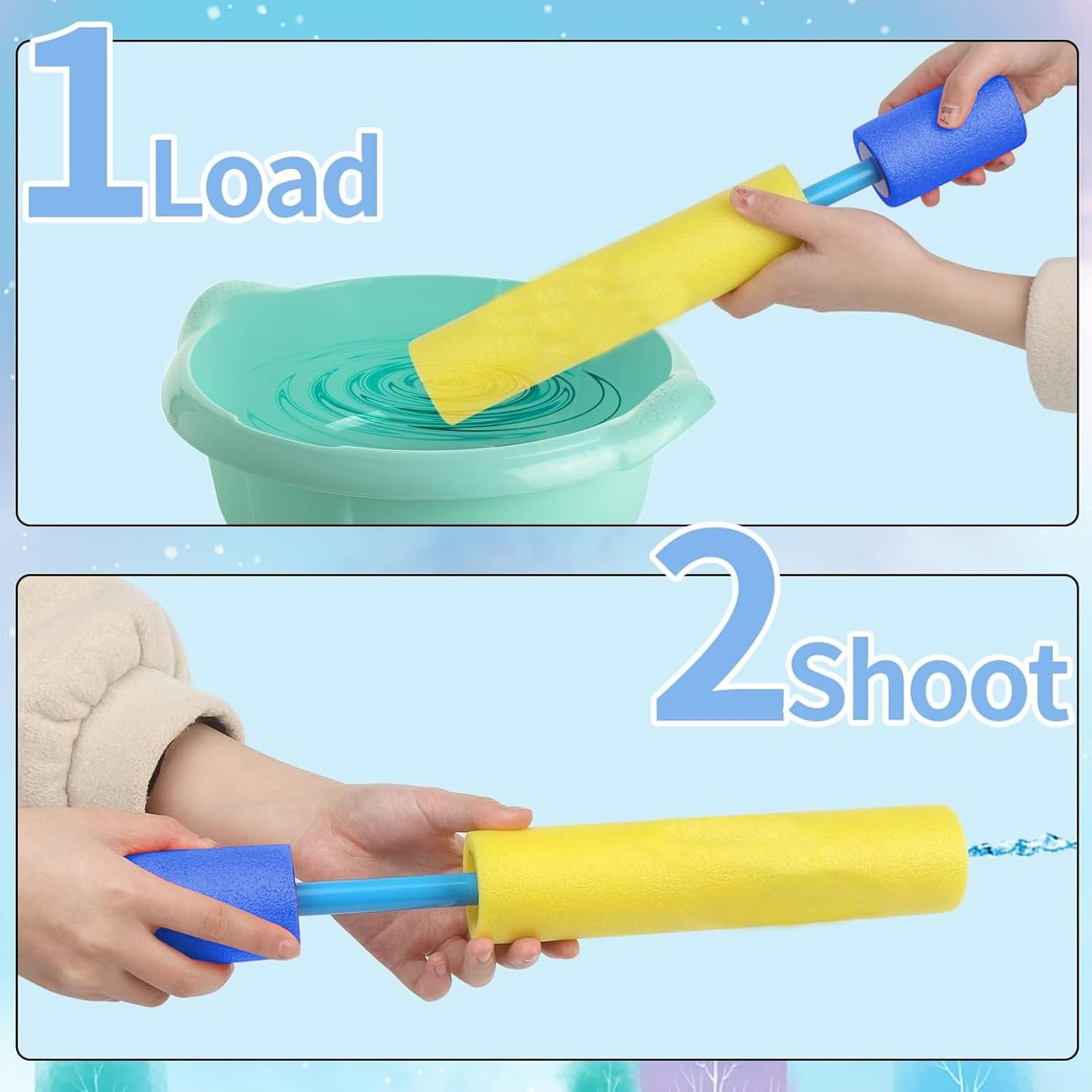4Pcs Water Blaster Foam for Kids Adults, 4X30Cm Powerful Range Water Guns Water Pistols Water Blaster Gun for Pool Beach Foam Water Squirters Water Squirt Gun for Summer Water Fighting Game image number 3