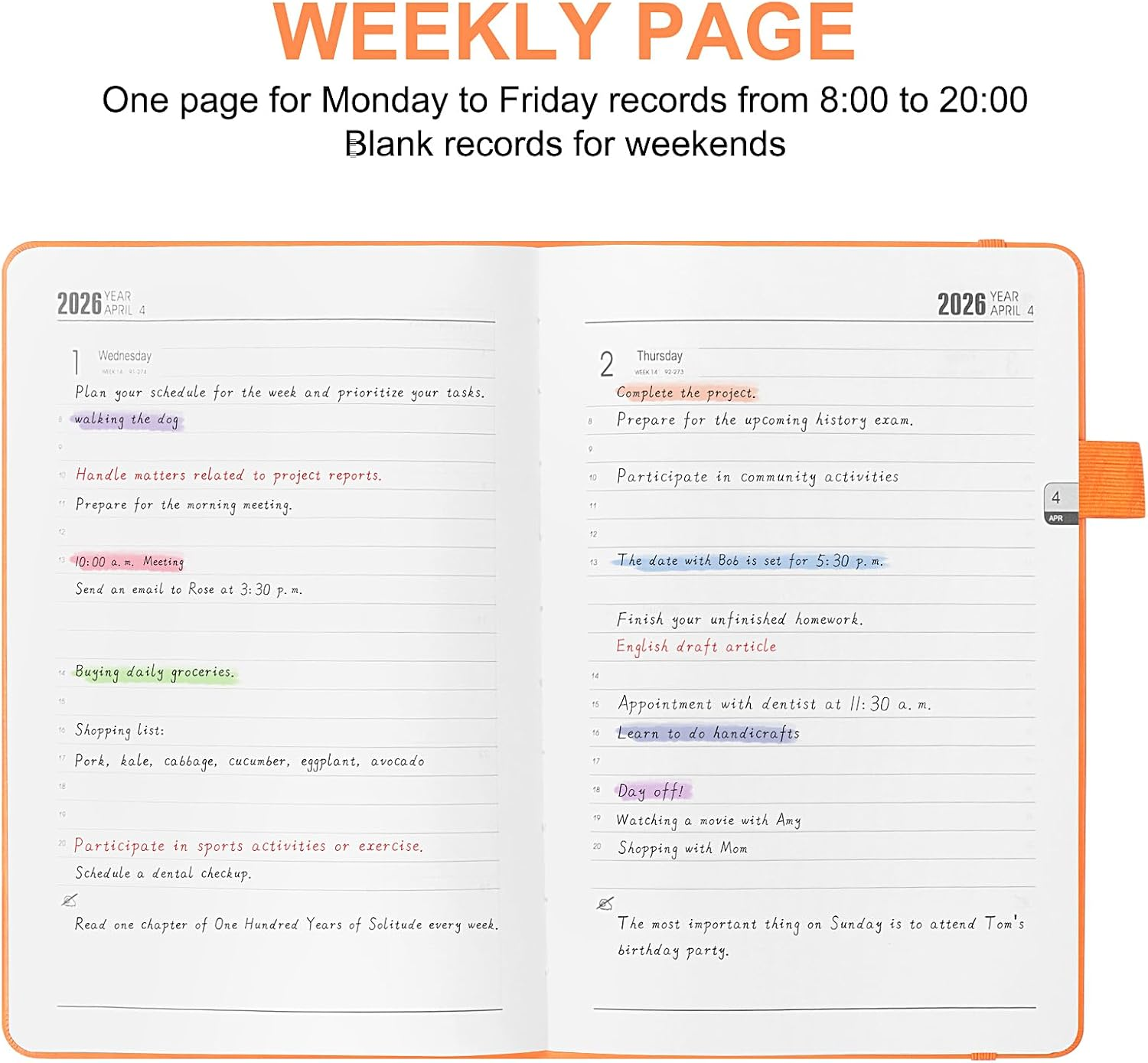 2026 Academic Diary Week to View Page a Day Life Planner A5 Appointment Diary for Office, School, Home and Business(Black) image number 6