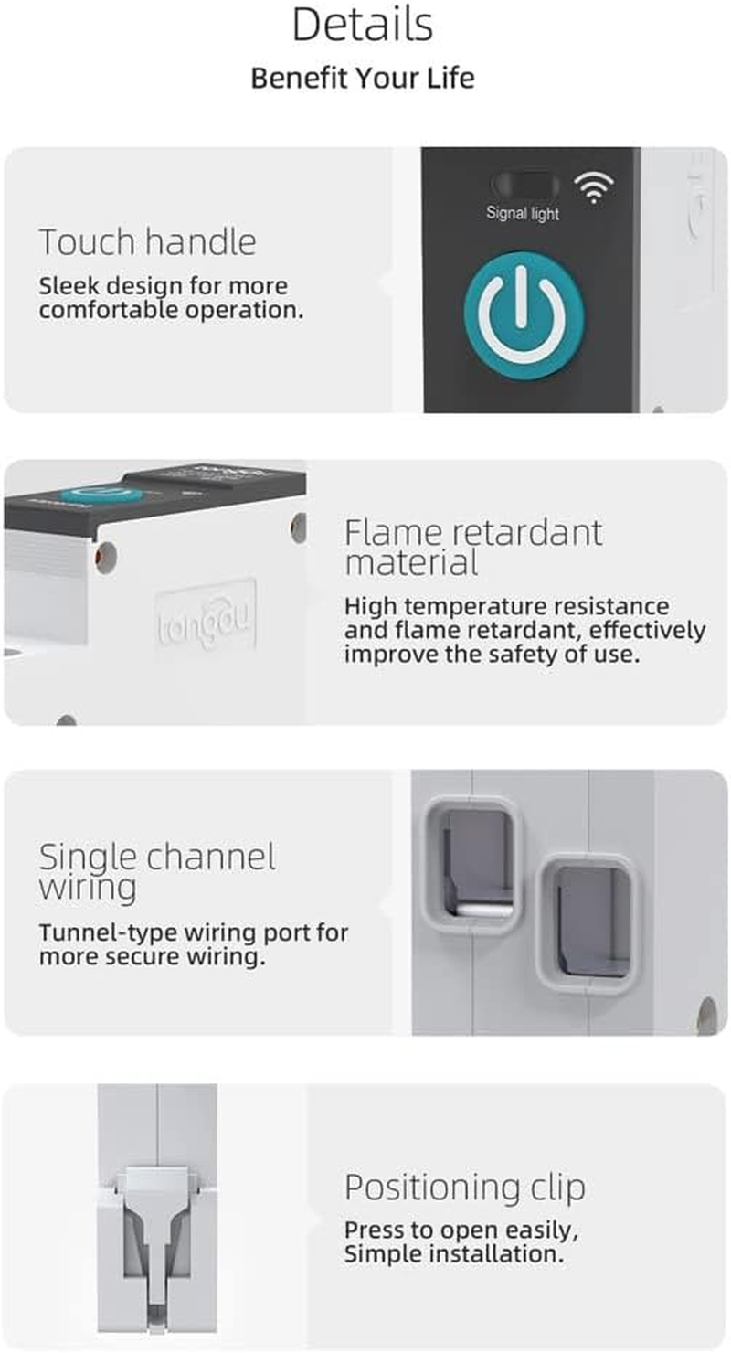 Tuya Wifi Intelligent Circuit Breaker Wireless Remotes Control Switch Mobilephone APP Remotes Viewing Intelligent Home Circuit Breaker Timing Countdown Loop Timing Modes with Metering Compatible With image number 6