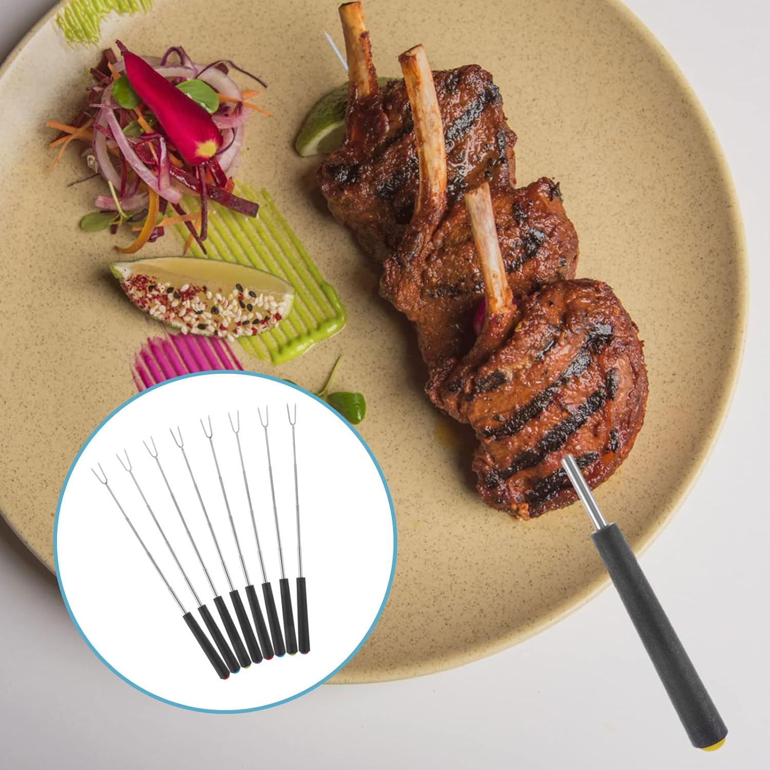 Marshmallow Roasting Sticks, Telescoping Smores Sticks for Open Fire Pit, 11.7 Inch Long Marshmallow Toasting Barbecue Forks S&rsquo;Mores Skewers for Campfire Camping Hotdog Hot Dog Bonfire Grill, 8 Pack image number 3