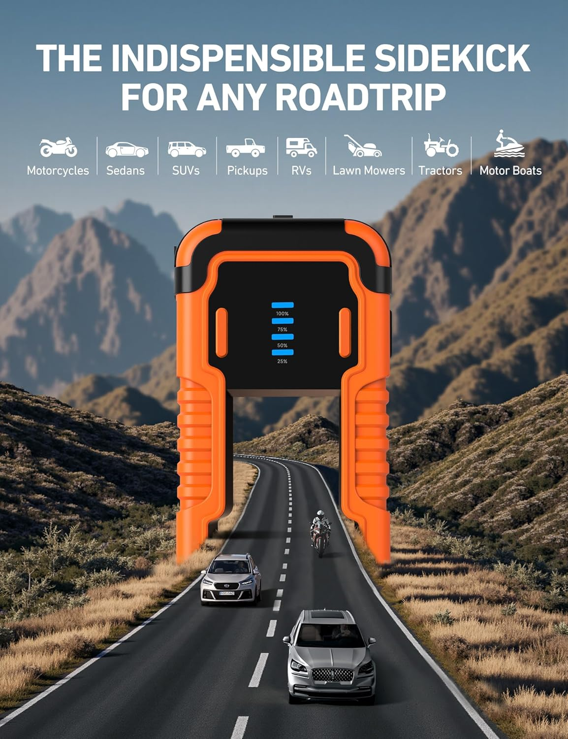 Astroai P12 Car Battery Jump Starter Power Bank 6000A &ndash; Portable Car Jump Pack for 12V Cars (All Petrol / 12L Diesel), Motorbikes, Car Battery Charger Includes LED Flashlight, Orange image number 1