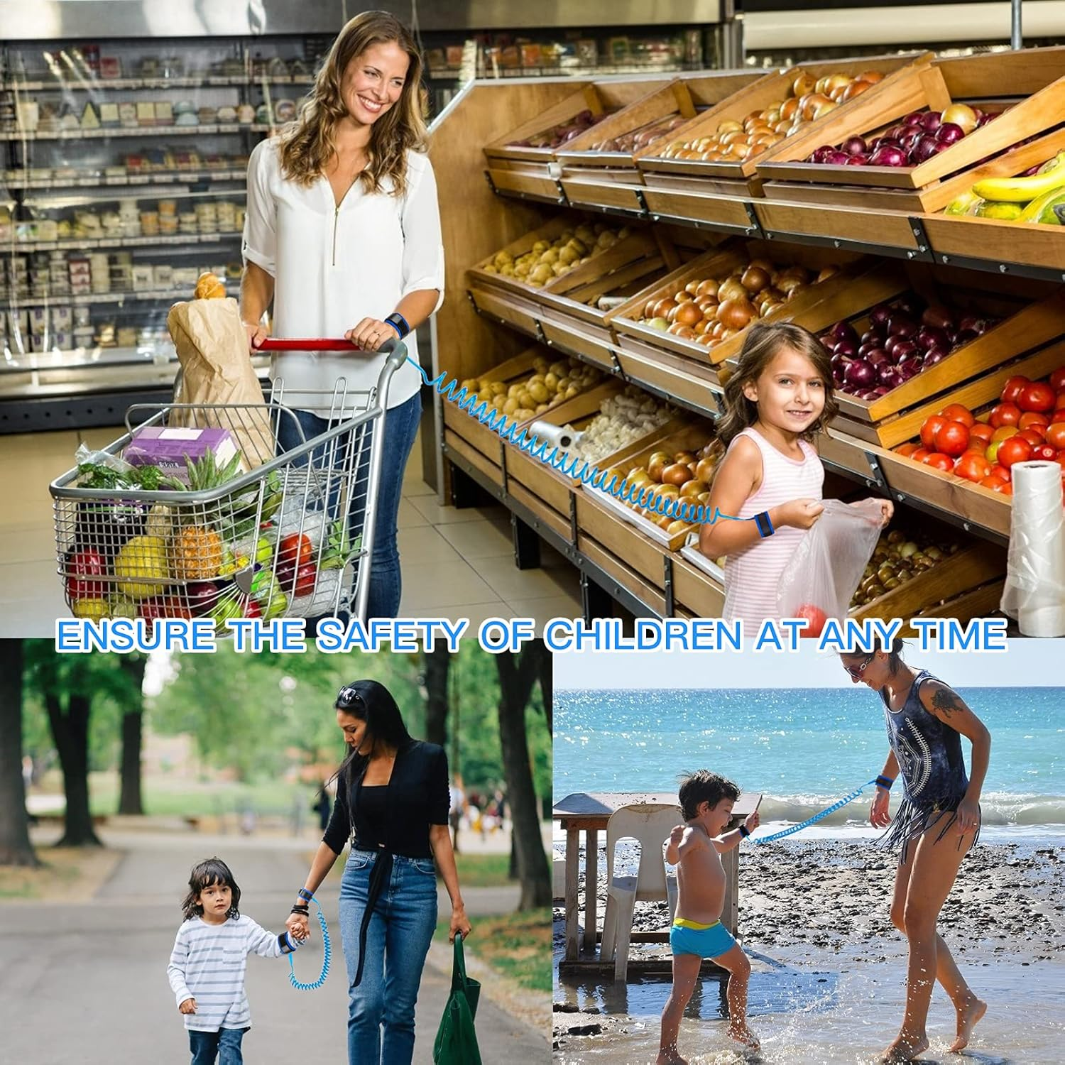 Anti Lost Wrist Link for Toddlers, Safety Toddler Leash, Child Leash, Wrist Leash for Babies and Kids, Children'S Safety Wristband for Outdoor, Family Travel(8.2Ft/2.5M,Blue) image number 3