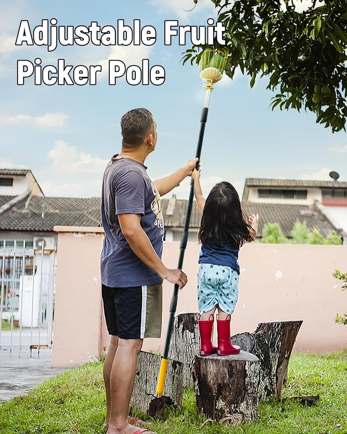 Blumetrec 408Cm Fruit Picker, Apple Picker Tool with Adjustable Pole and Basket, Long Reach Mango Grabber Tool, Tree Fruit Catcher for Picking Lemon Pear Orange Avocado Peach Citrus image number 6