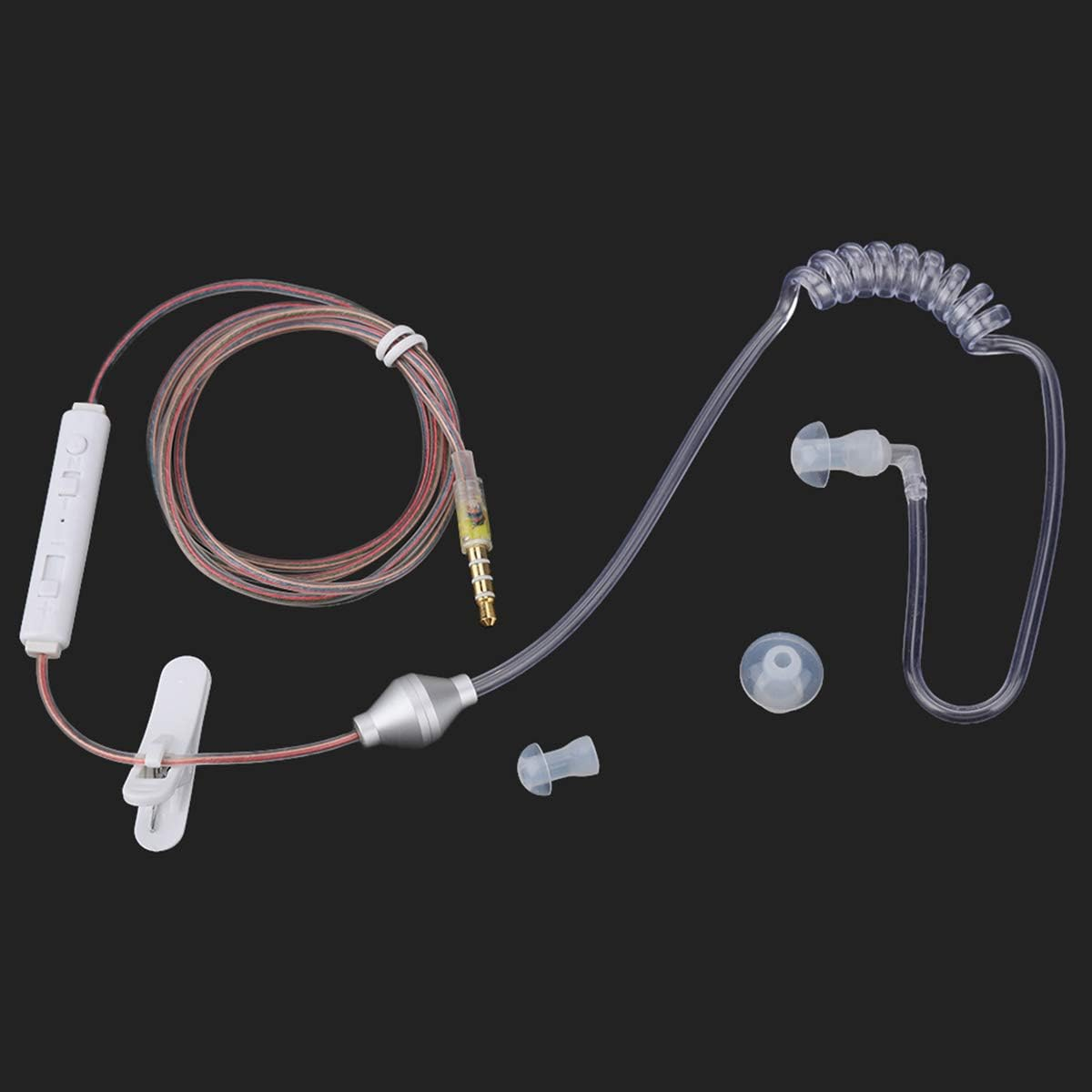 Queen.Y In-Ear Headsets Anti-Radiation Air Tube Safety Earbuds Cable Headphones with Microphone for Ios for Android Transparent Single image number 1