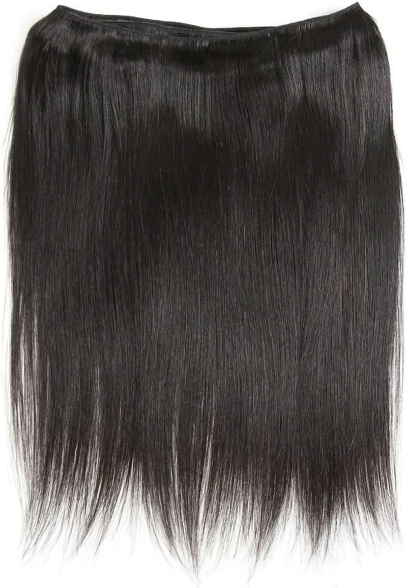 Muaby Straight Human Hair Bundles with Closure Brazilian Virgin Hair Weave Bundles Human Hair Free Part 4 X 4 Lace Closure Natural Colour Can Be Dyed 3 Bundles and Closure 12 14 16 + 10 Inches image number 3