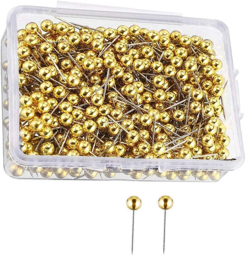 200Pcs round Plastic Head Push Pins Head Push Pins Map Tacks Drawing Pins Map Pins for Pin Board Thumb Tacks (Golden)