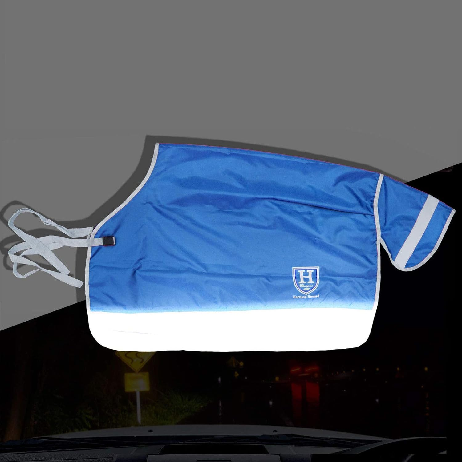 Harrison Howard Focalmax Quarter Horse Exercise Sheet Horse Competition Rug Hi-Vis Reflective Superb Night Safety with Tail Flap image number 4