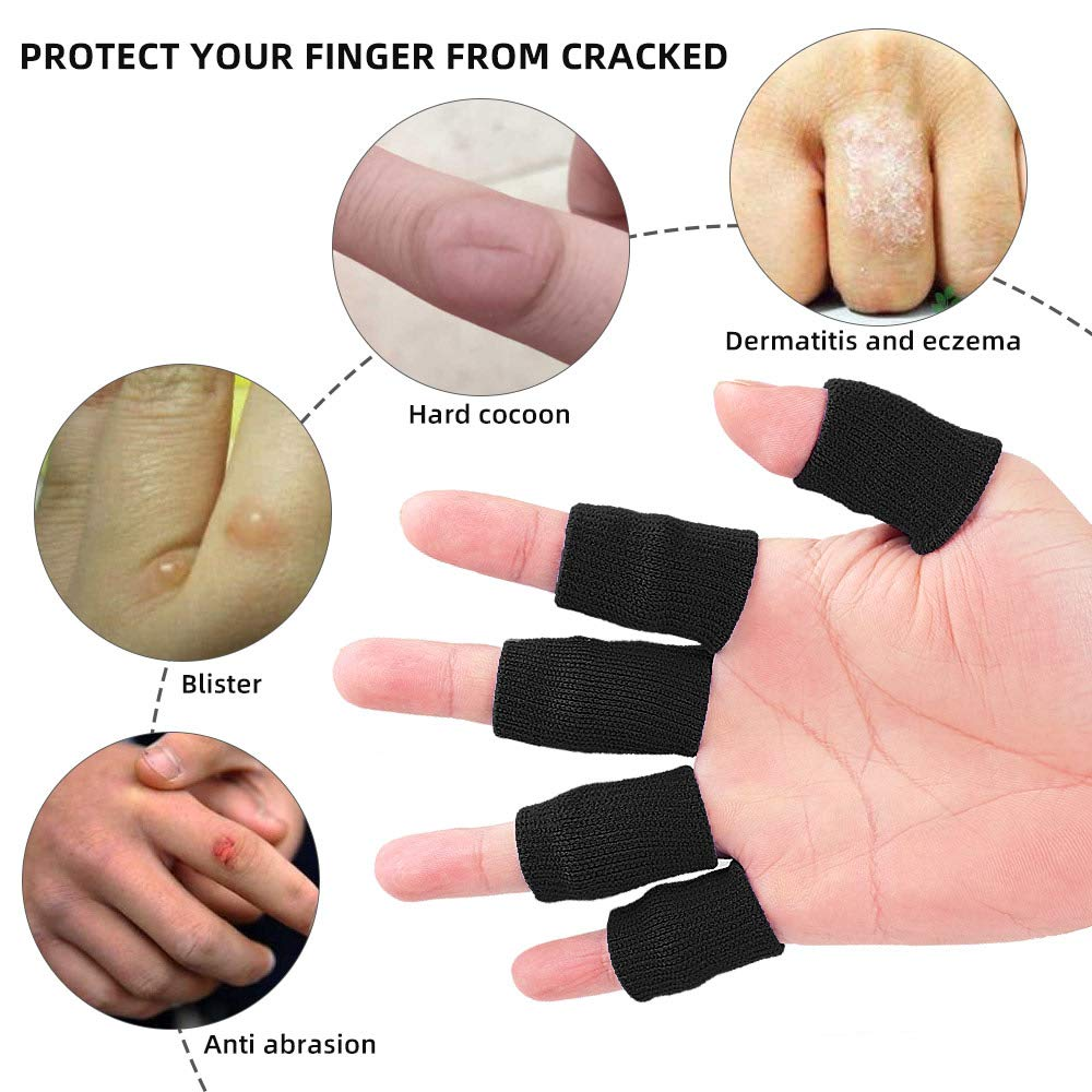 10-Pcs Finger Compression Sleeves &ndash; Breathable Support Brace for Finger Protection &ndash; Ideal for Basketball, Tennis, Cricket, Sports & Daily Use (Black) image number 1