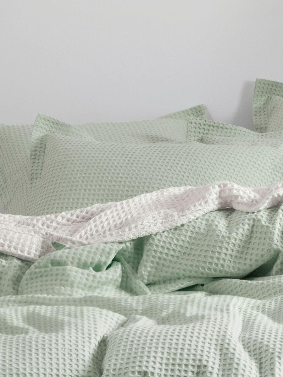 Linen House Deluxe Quilt Cover Set, Waffle Mist, Single Size - Blue image number 3