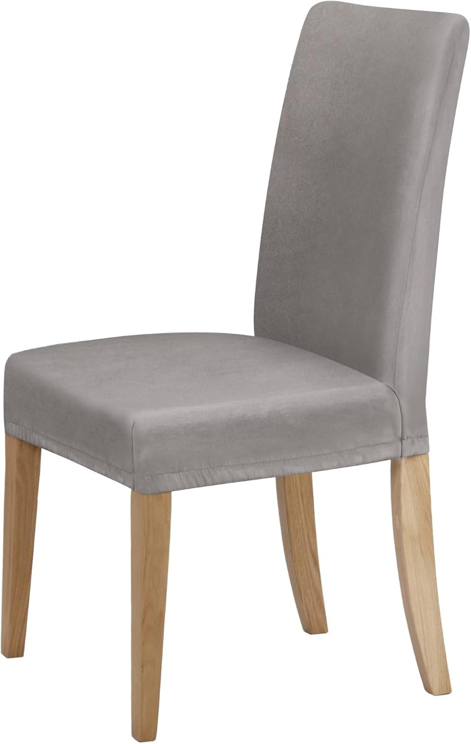 Sherwood Home Premium Faux Suede Eco-Friendly Durable Luxuriously Smooth to Touch Stretchable and Easy to Maintain Fabric Easy to Install Anti-Slip Dining Chair Cover Protector (1 Seater) - Silver - Charcoal image number 2