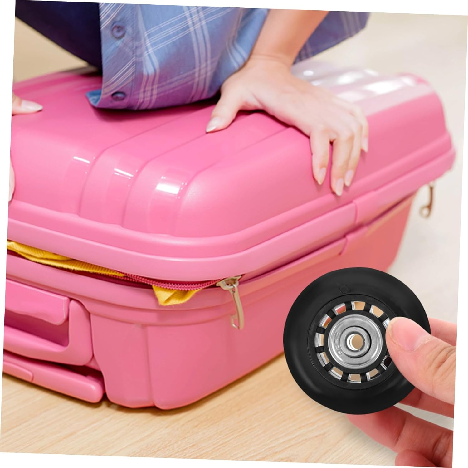 OKUMEYR 2Pcs Luggage Wheels Replacement Kit 60X23Mm Metal Bearing Swivel Caster Wheels for Suitcase Trolley Luggage Repair Accessories Universal Fit